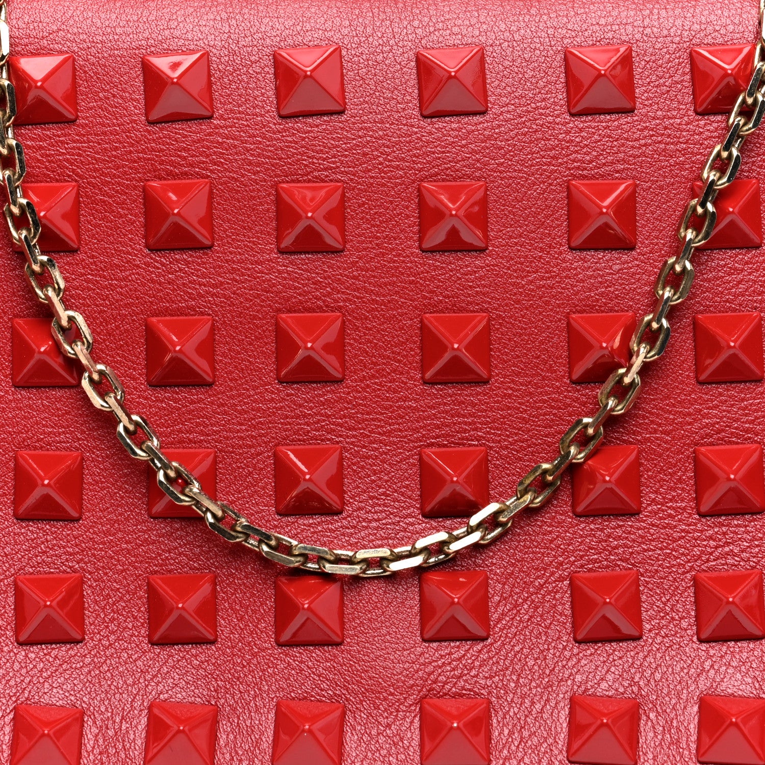 Valentino Garavani Vitello Monochrome Rockstud All Over Chain Flap Crossbody Bag Rosso Valentino 7 of 9
