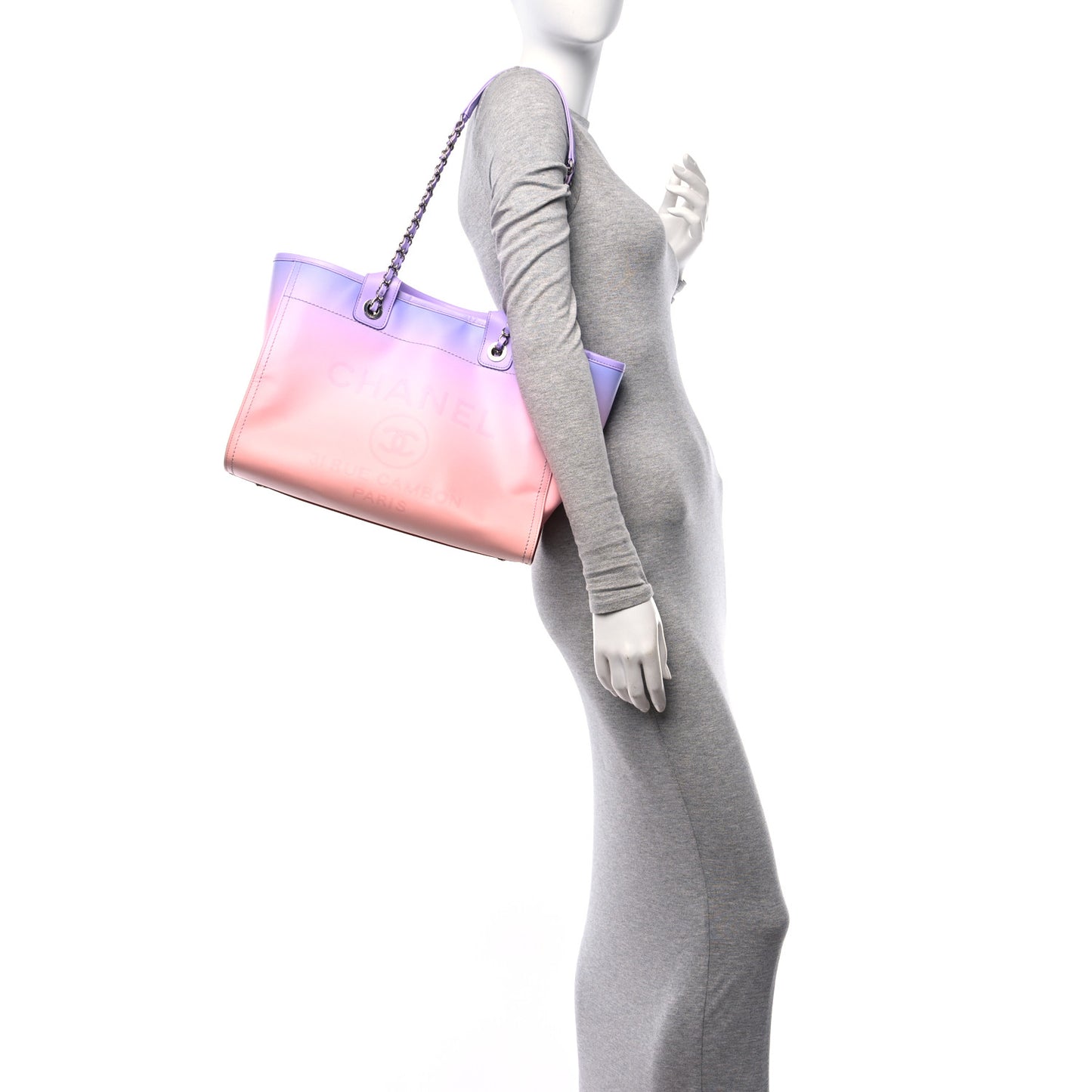 Shaded Calfskin Small Deauville Tote Light Purple Pink Coral