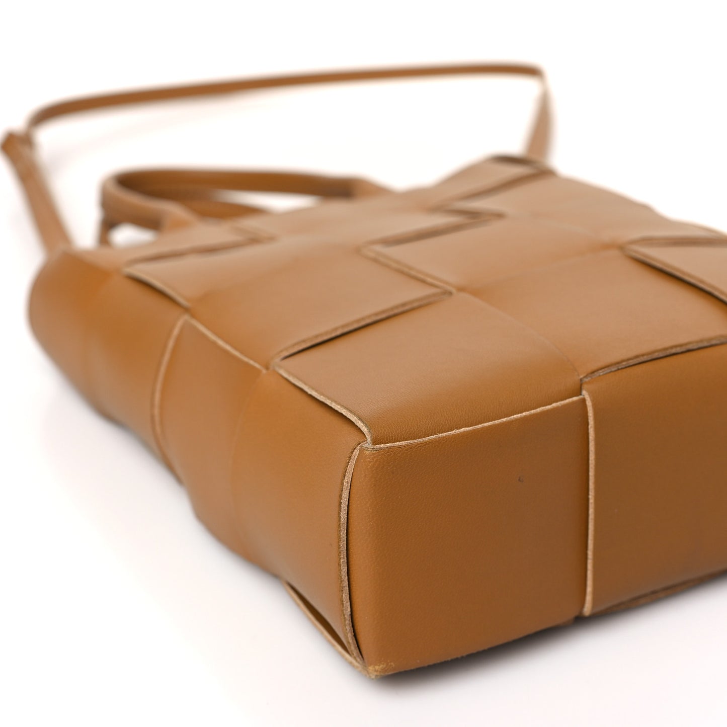 Lambskin Maxi Intrecciato Mini North South Cassette Tote Camel Gold