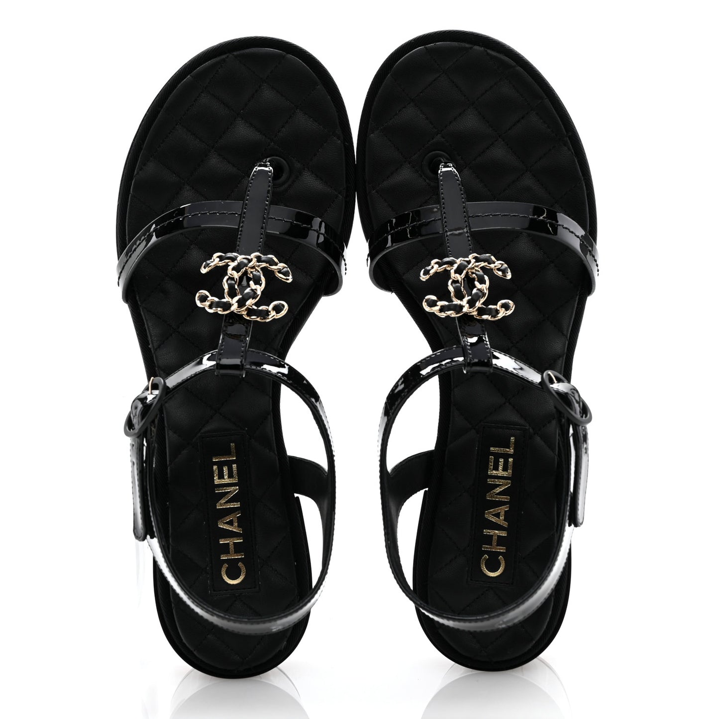 Patent CC Logo Thong Sandals 39.5 Black