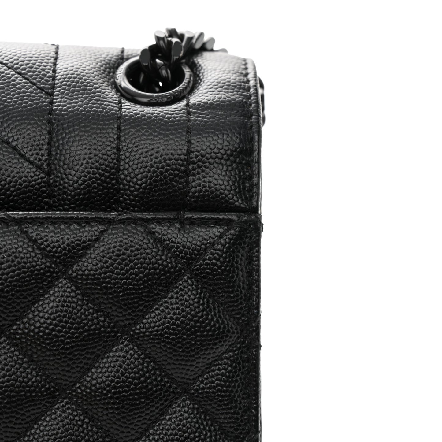 Grain De Poudre Textured Mixed Matelasse Triquilt Medium Monogram Monochrome Satchel Black