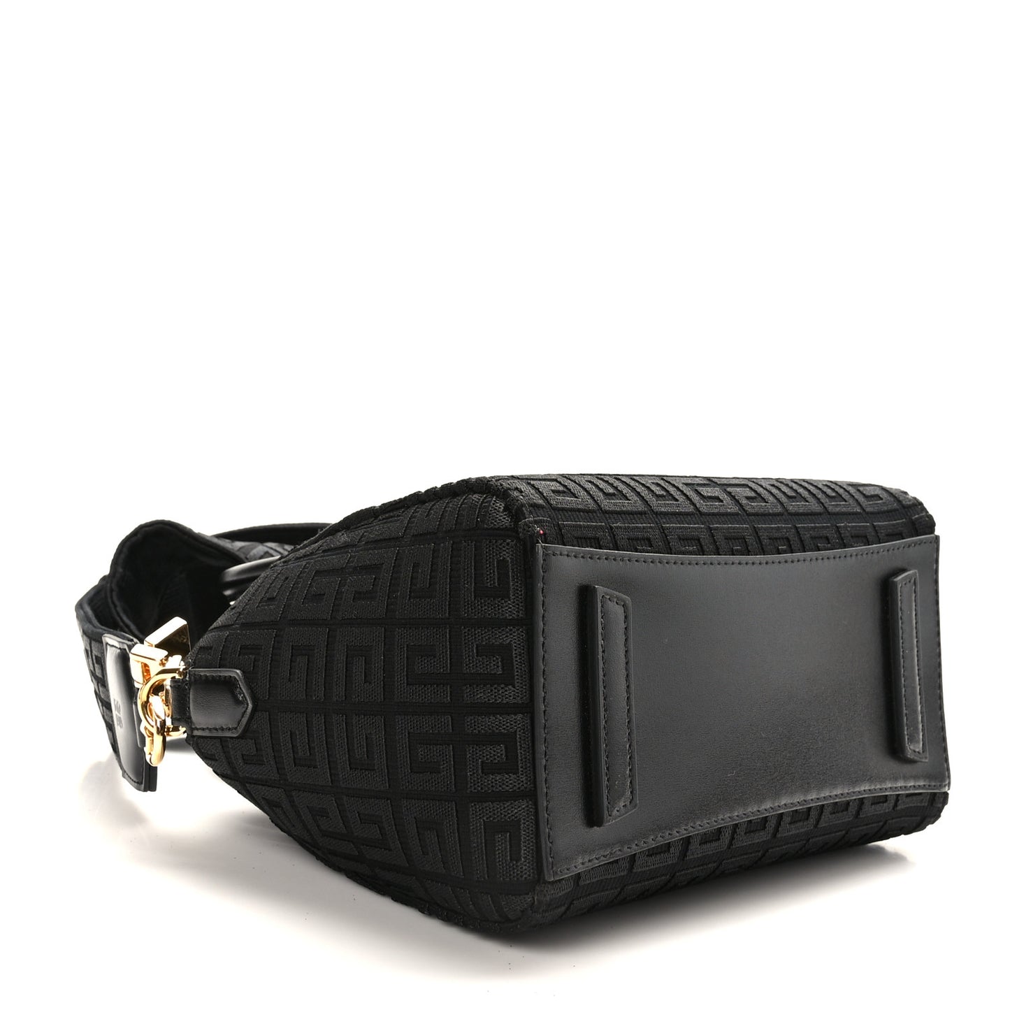 Canvas Jacquard Embroidered Calfskin 4G Mini Antigona Black
