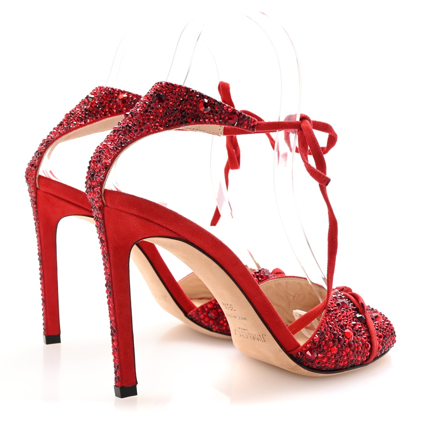 Suede Crystal Talaya 100 Pumps 35.5 Red