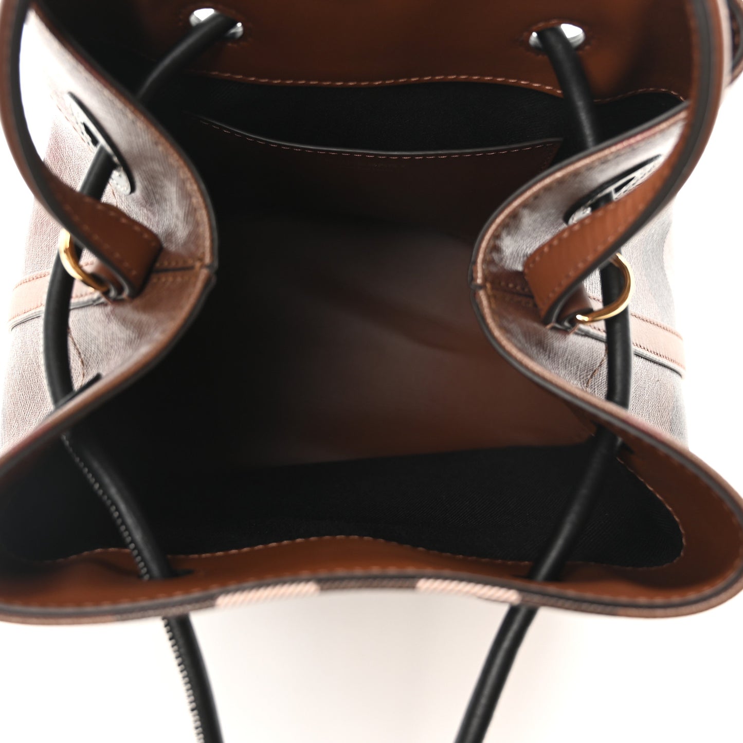 Giant Check Calfskin TB Mini Bucket Bag Dark Birch