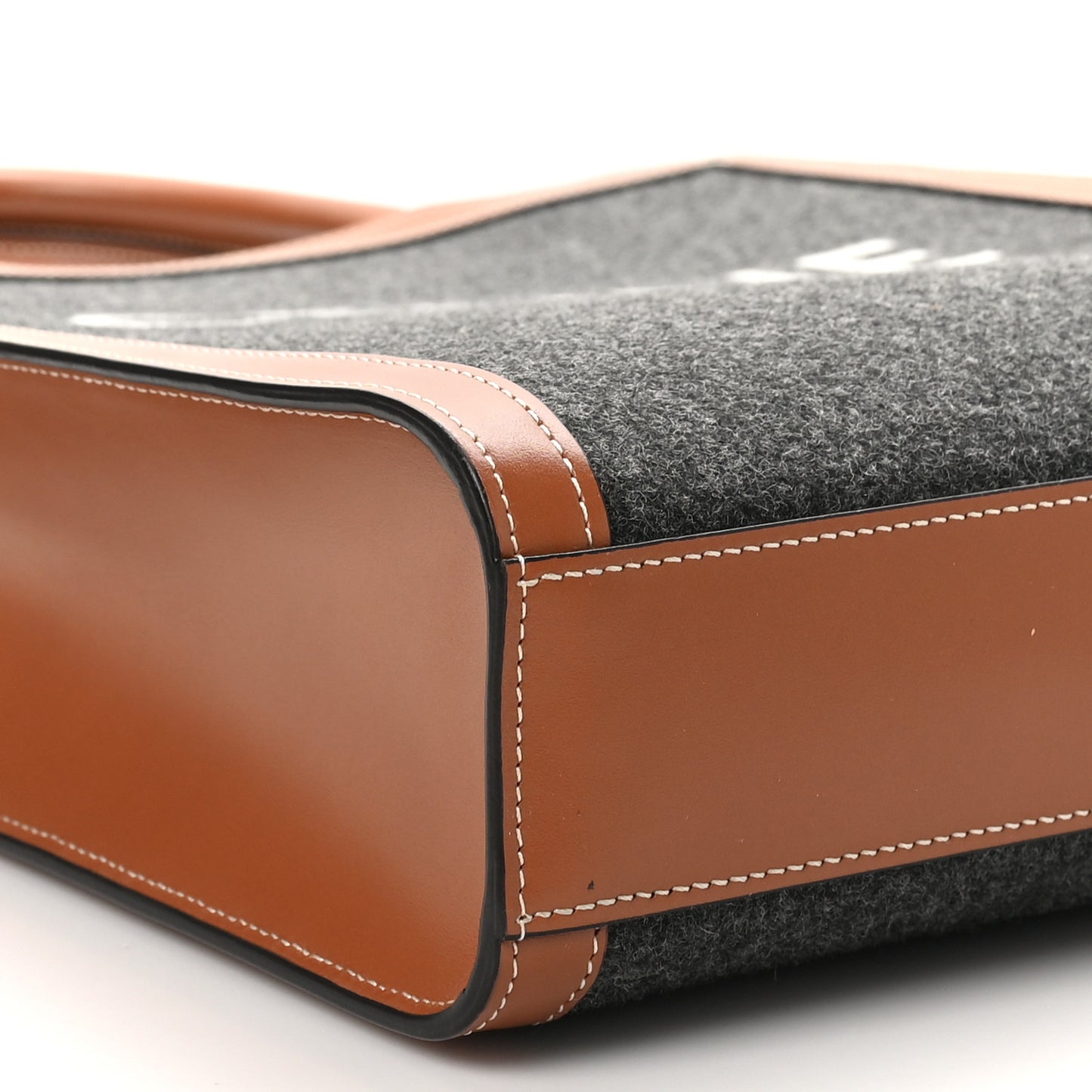 Calfskin Felt Logo Print Small Vertical Cabas Grey Tan