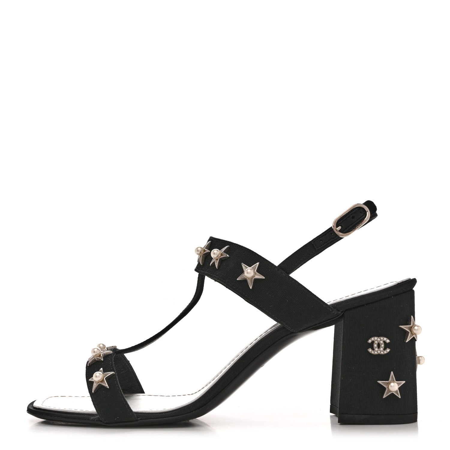Chanel Grosgrain Pearl Stars Sandals 40 Black 1864167 – FASHIONPHILE