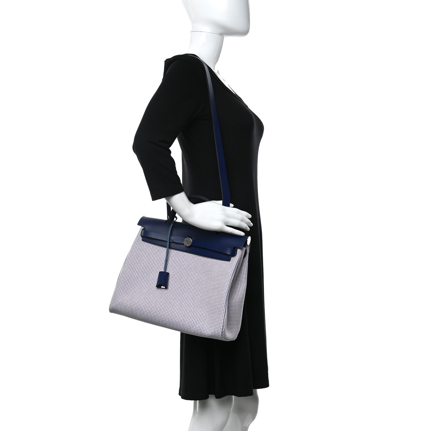 Hermes Criss Viking Vache Hunter Herbag Zip Retourne 31 PM Ecru Mauve Bleu 2 of 12