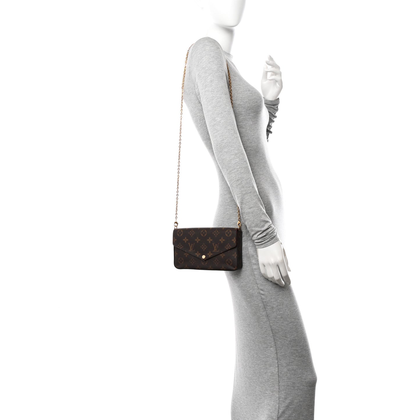 Monogram Pochette Felicie Chain Wallet Fuchsia