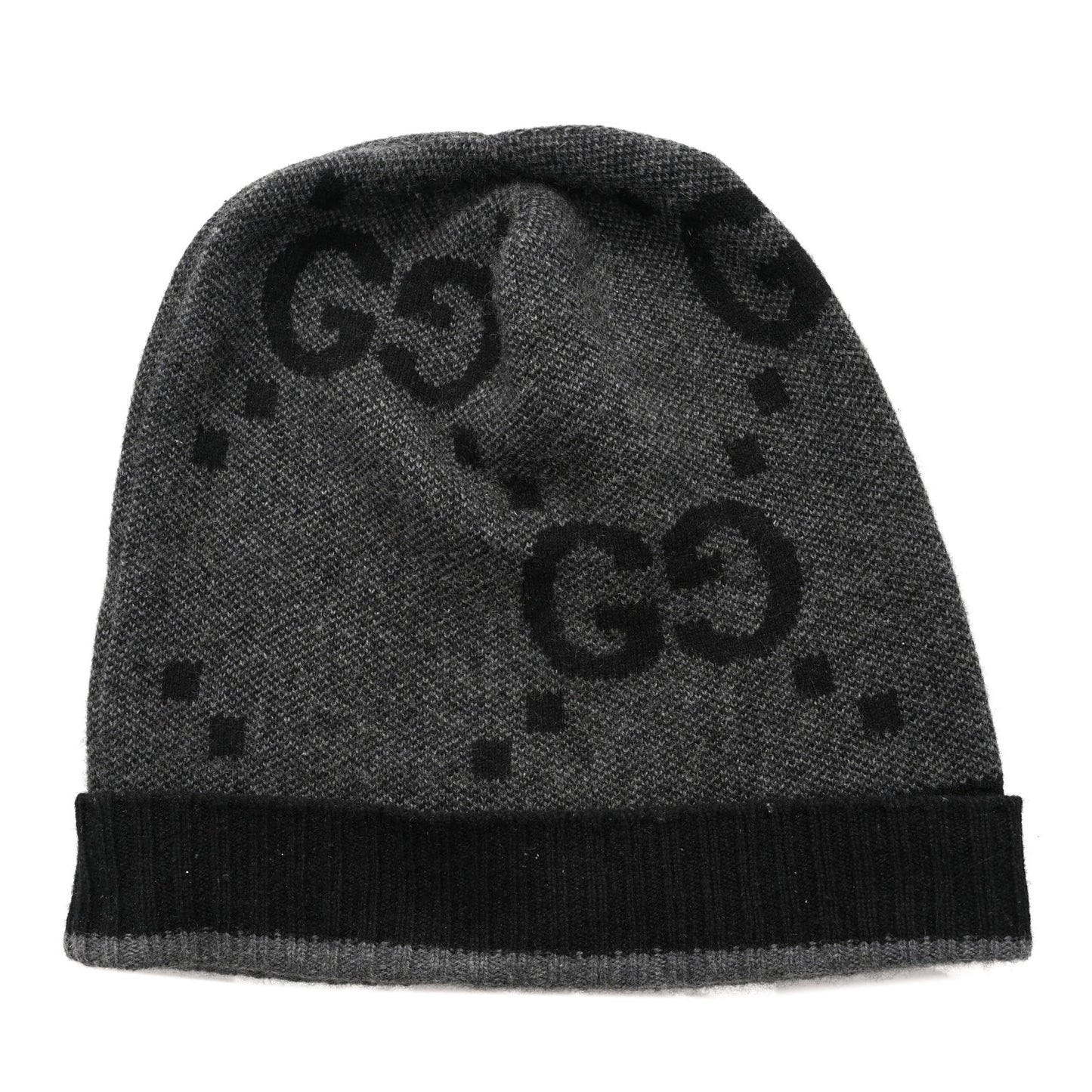 Cashmere GG Monogram Beanie Hat M Grey Black