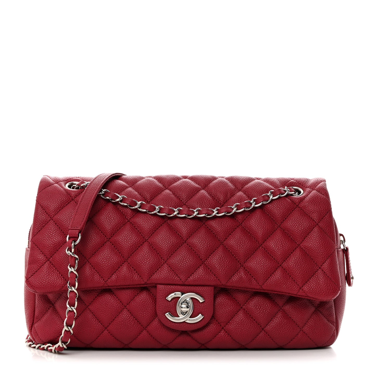 Caviar Quilted Jumbo Easy Flap Dark Pink