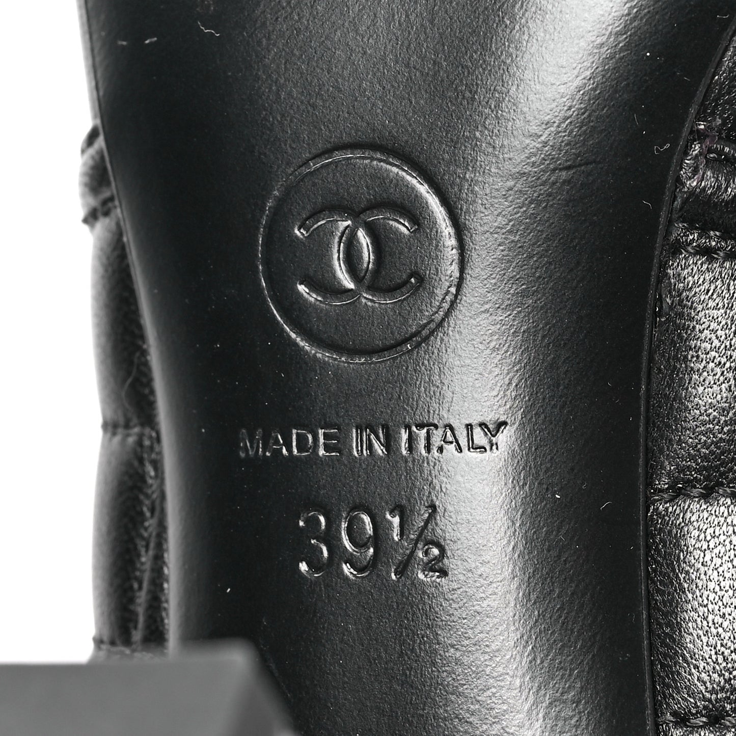 Lambskin Patent Calfskin Chain CC Short Boots 39.5 Black