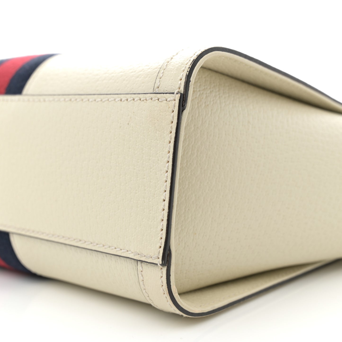 Textured Calfskin Web Small Ophidia Tote Bag Mystic White