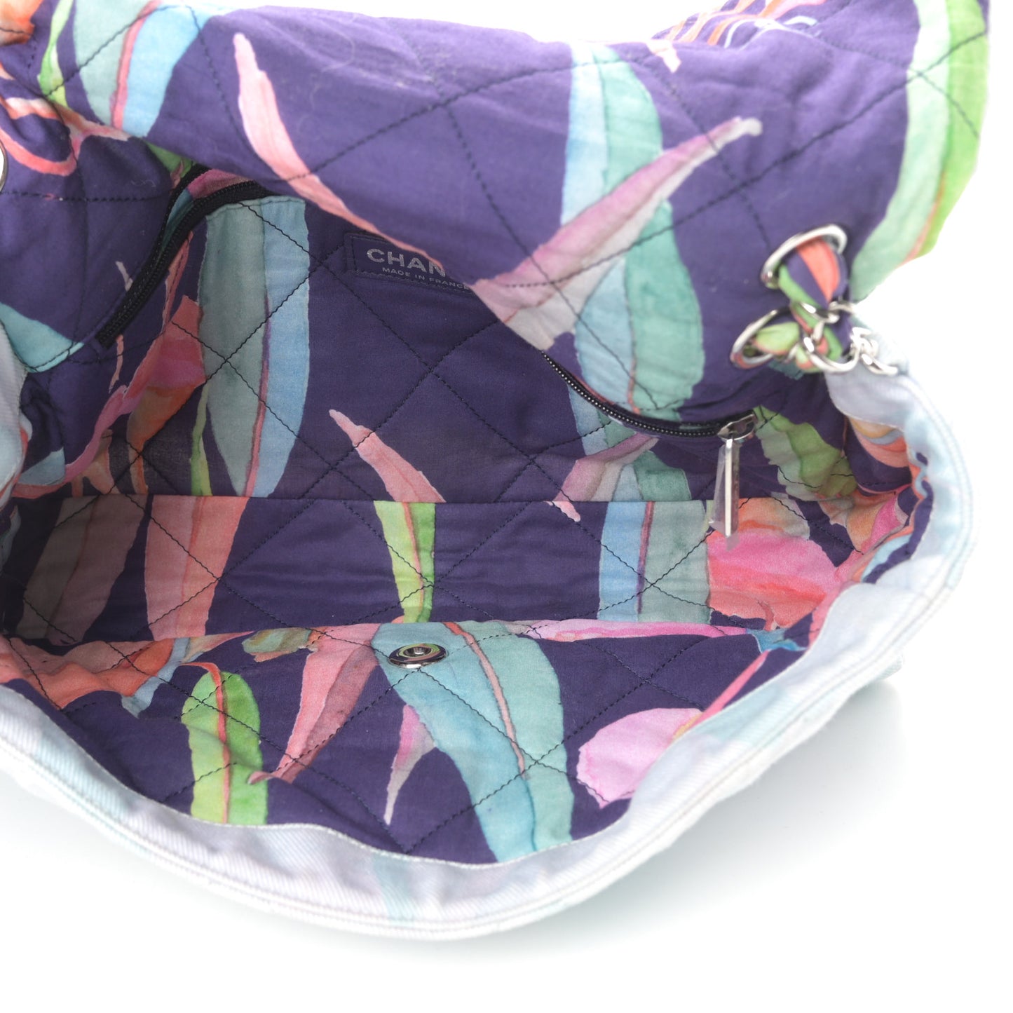 Canvas Quilted Jungle Jeans Flap White Multicolor
