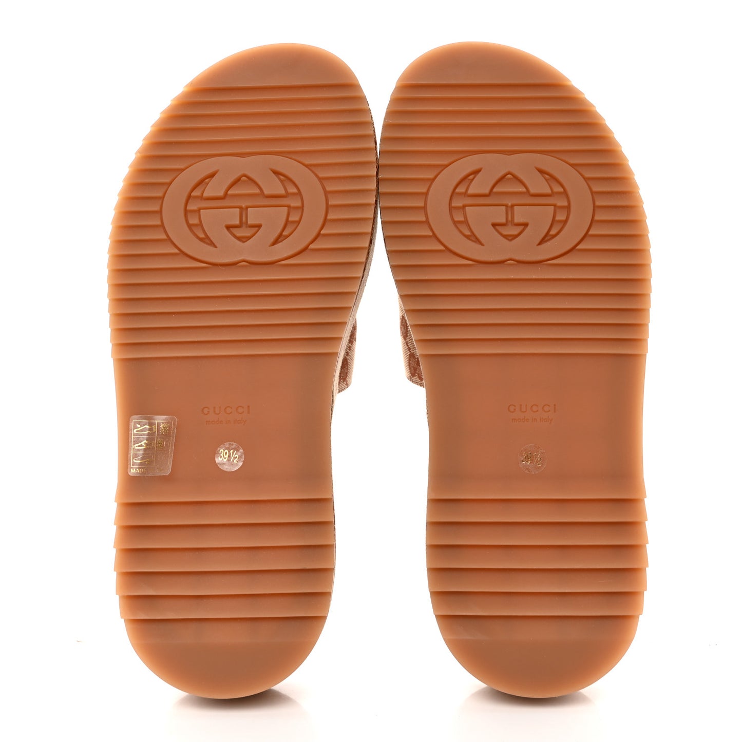 Canvas GG Monogram Angelina Platform Slide Sandals 39.5 Beige Ruggine