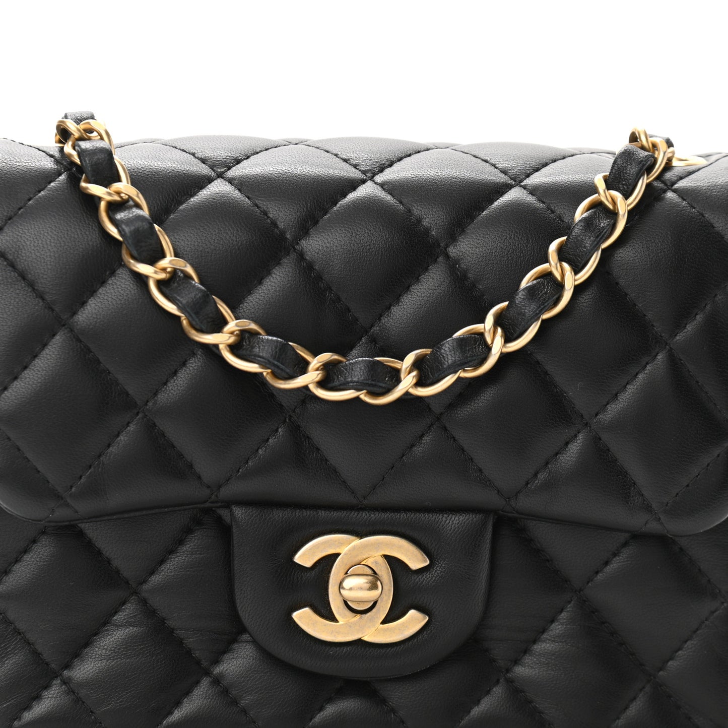 Lambskin Quilted Mini Square Flap Black