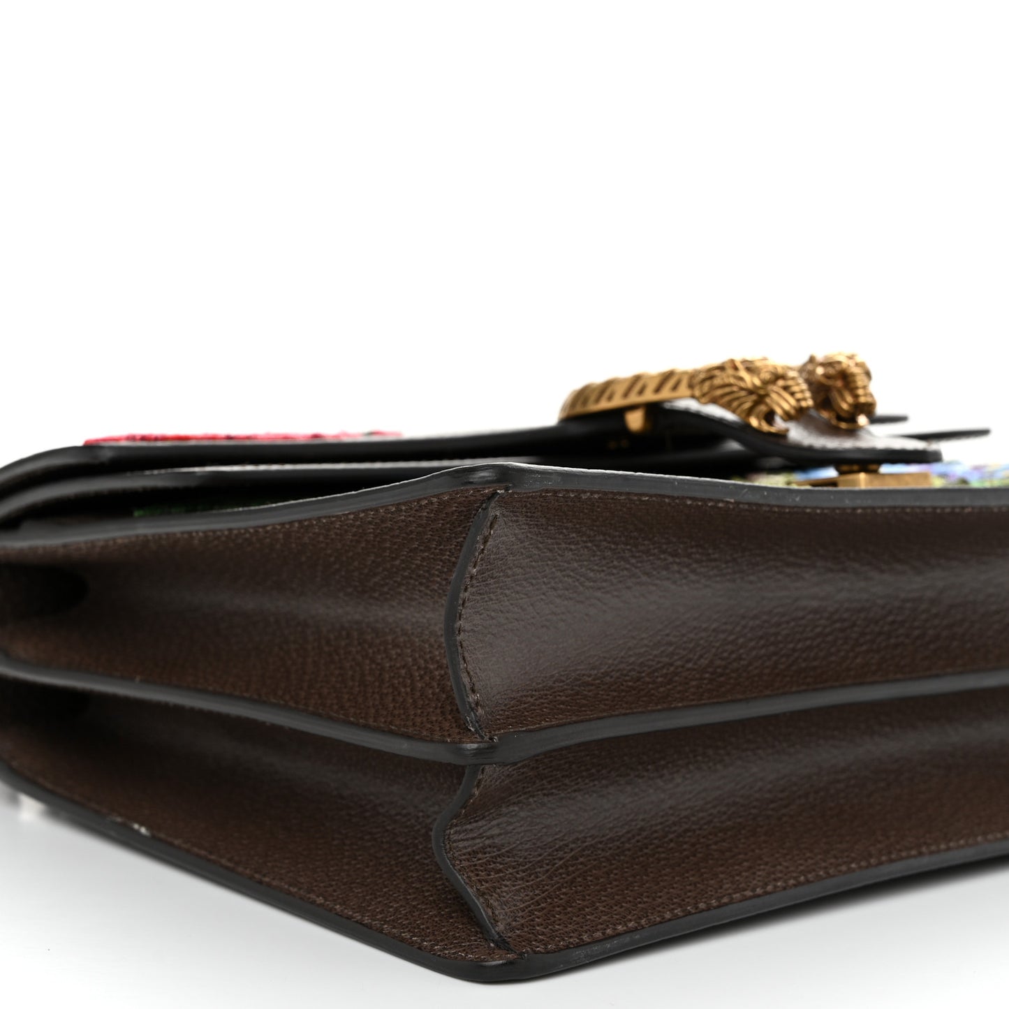 Calfskin Web Floral Embroidered Medium Dionysus Shoulder Bag New Acero