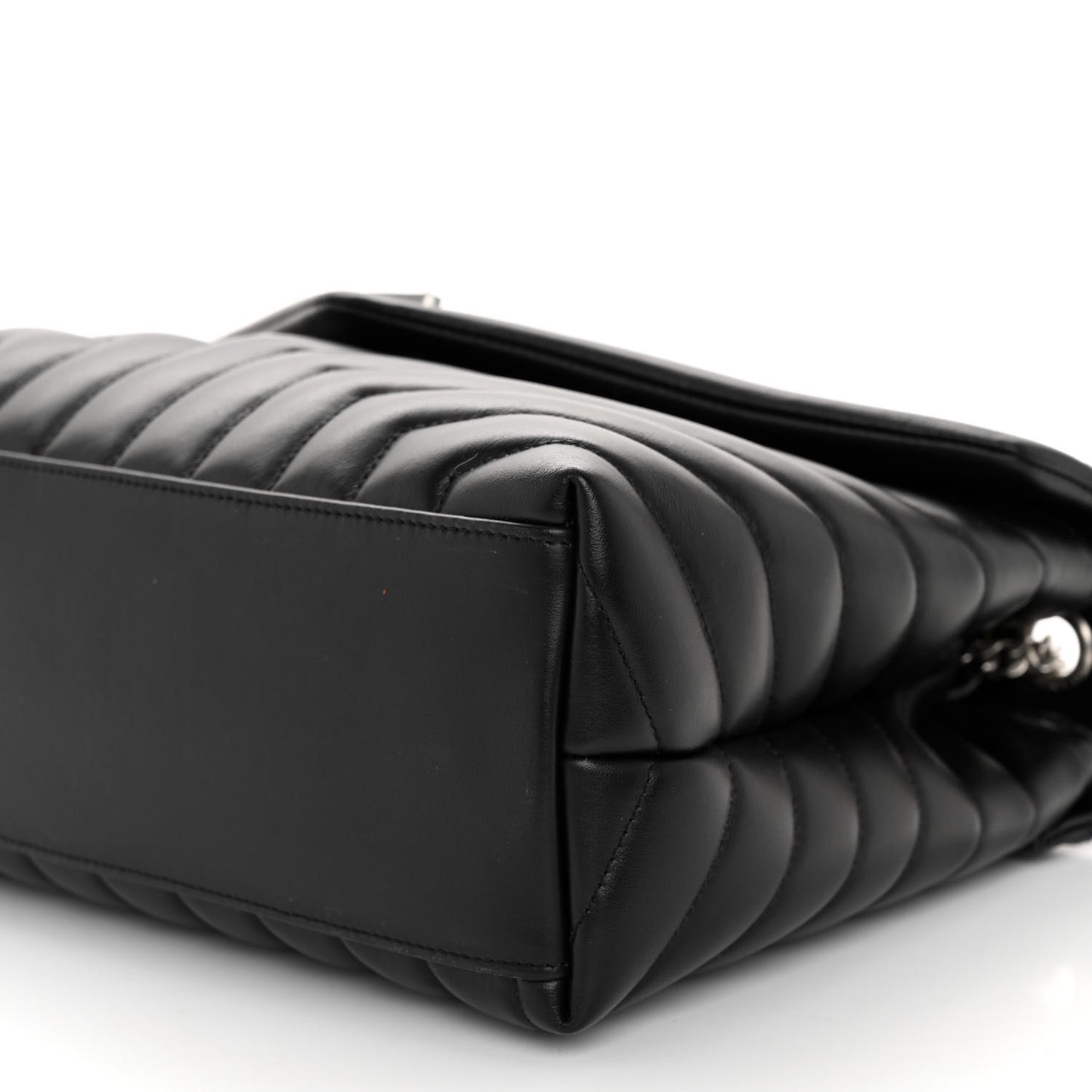 Calfskin Y Quilted Monogram Medium Loulou Chain Satchel Black
