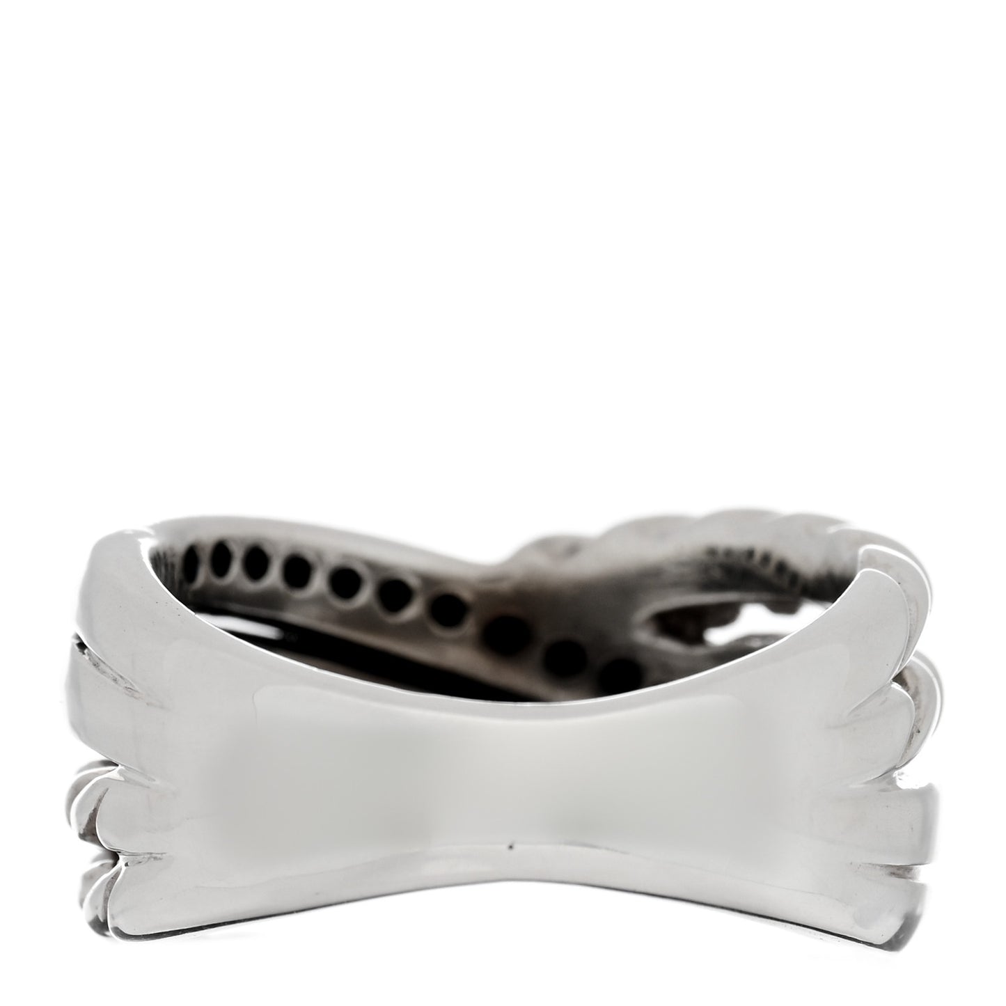 Sterling Silver Diamond Black Diamond 11mm Crossover Ring 51 5.75