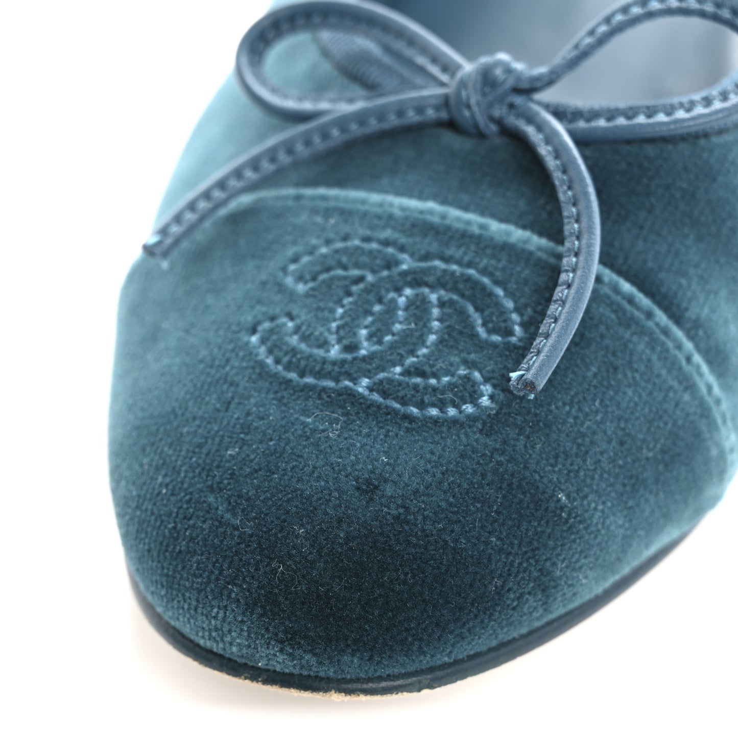Velvet Cap Toe Ballerina Flats 39.5 Blue