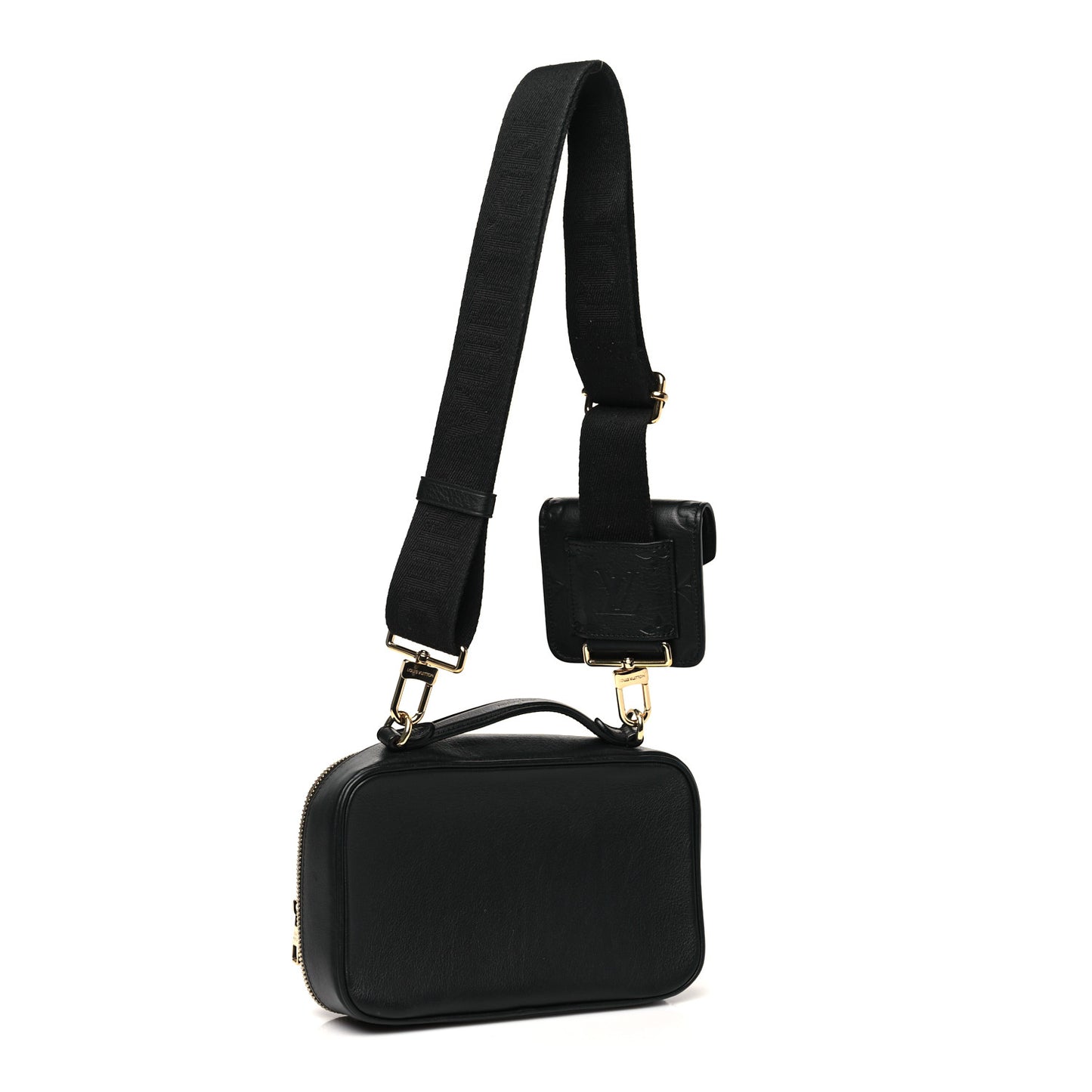 Calfskin Monogram Embossed Utility Crossbody Black