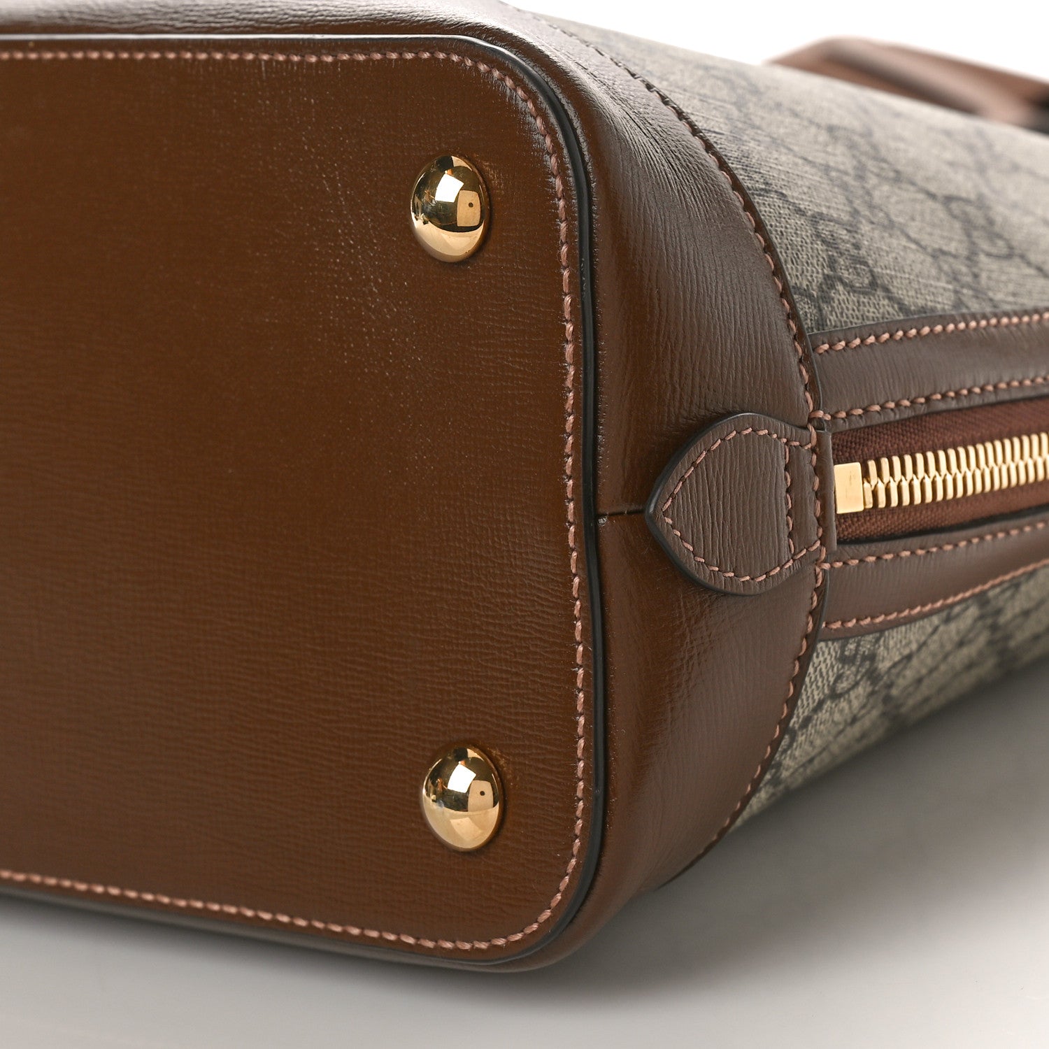 Gucci GG Supreme Monogram Azalea Calfskin Horsebit 1955 Duffle Bag Beige Ebony Brown Sugar 10 of 10