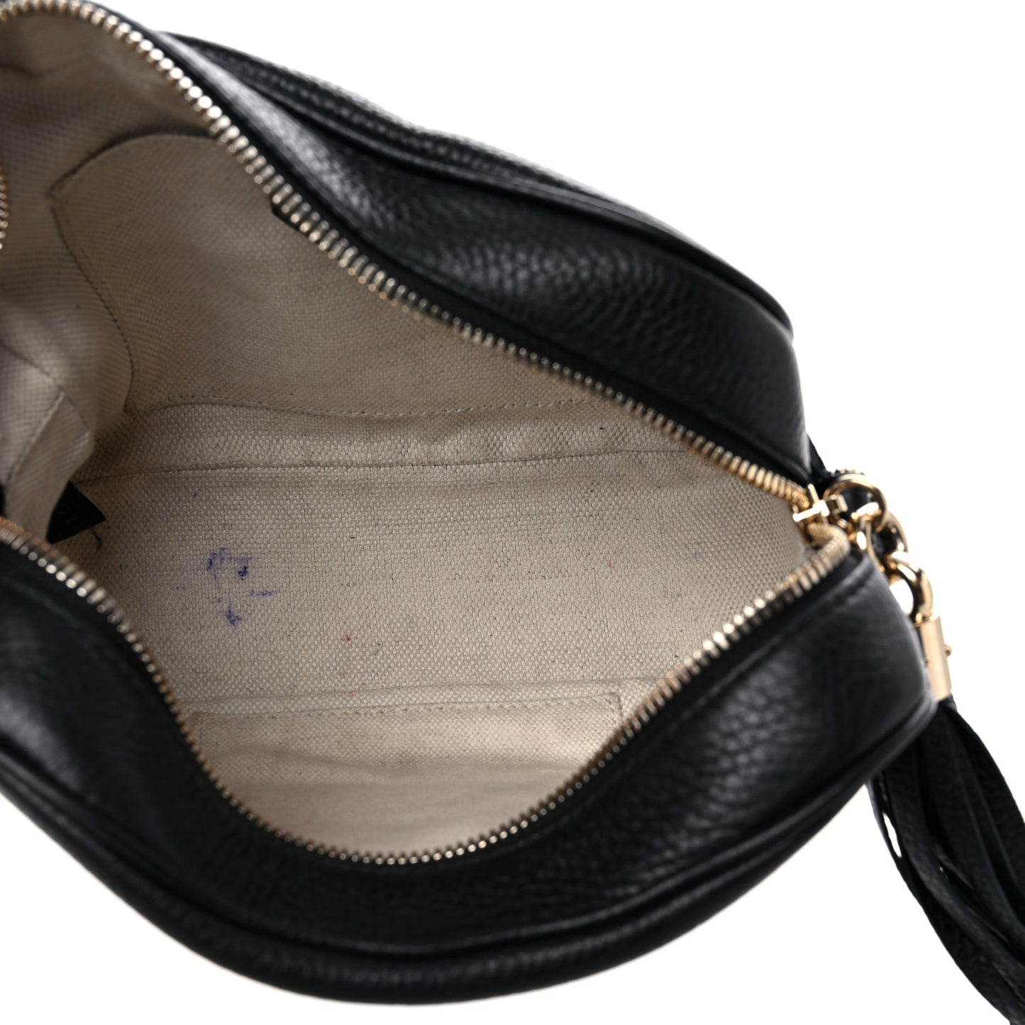 Pebbled Calfskin Small Soho Disco Bag Black