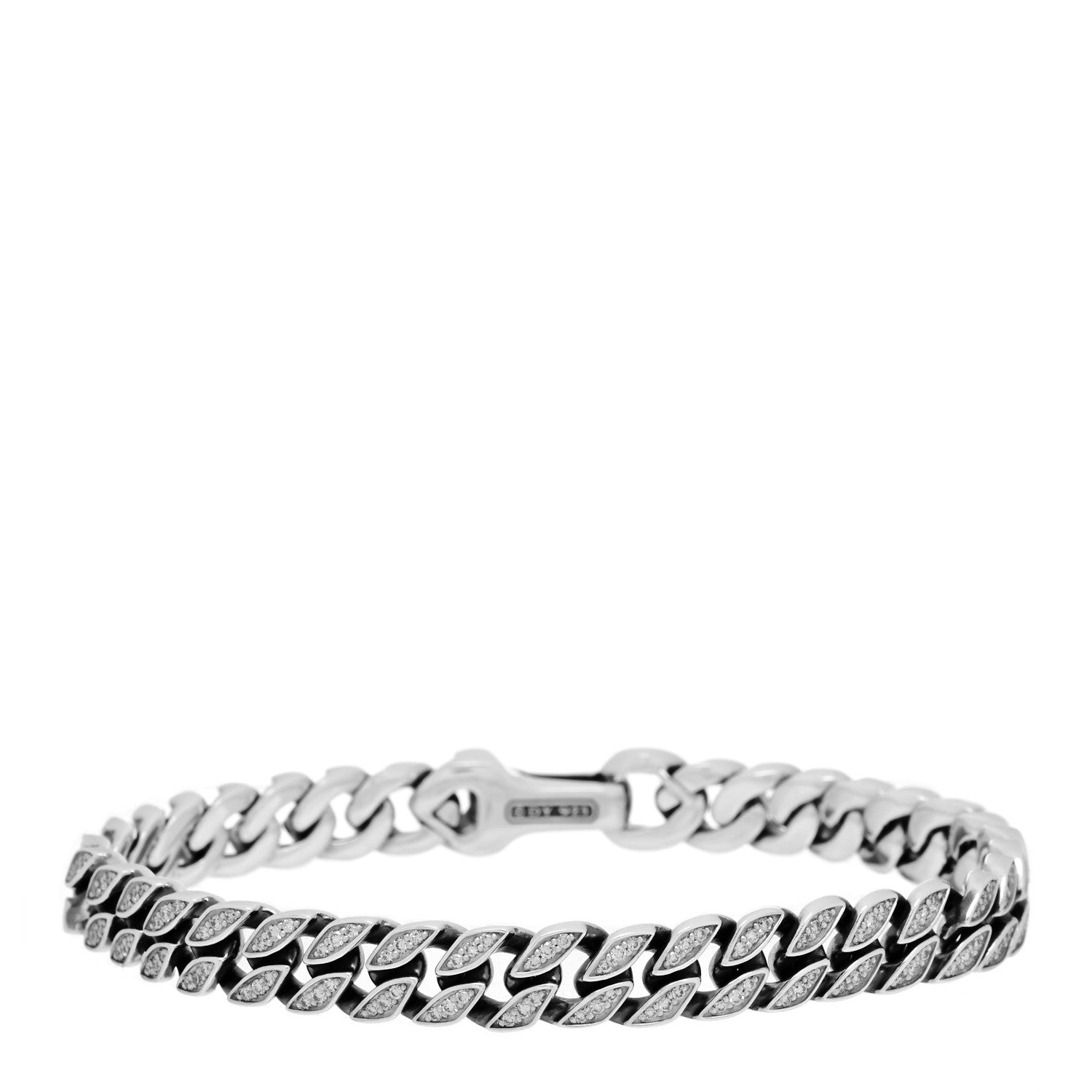 David Yurman Sterling Silver Diamond Curb Chain Bracelet 1 of 4