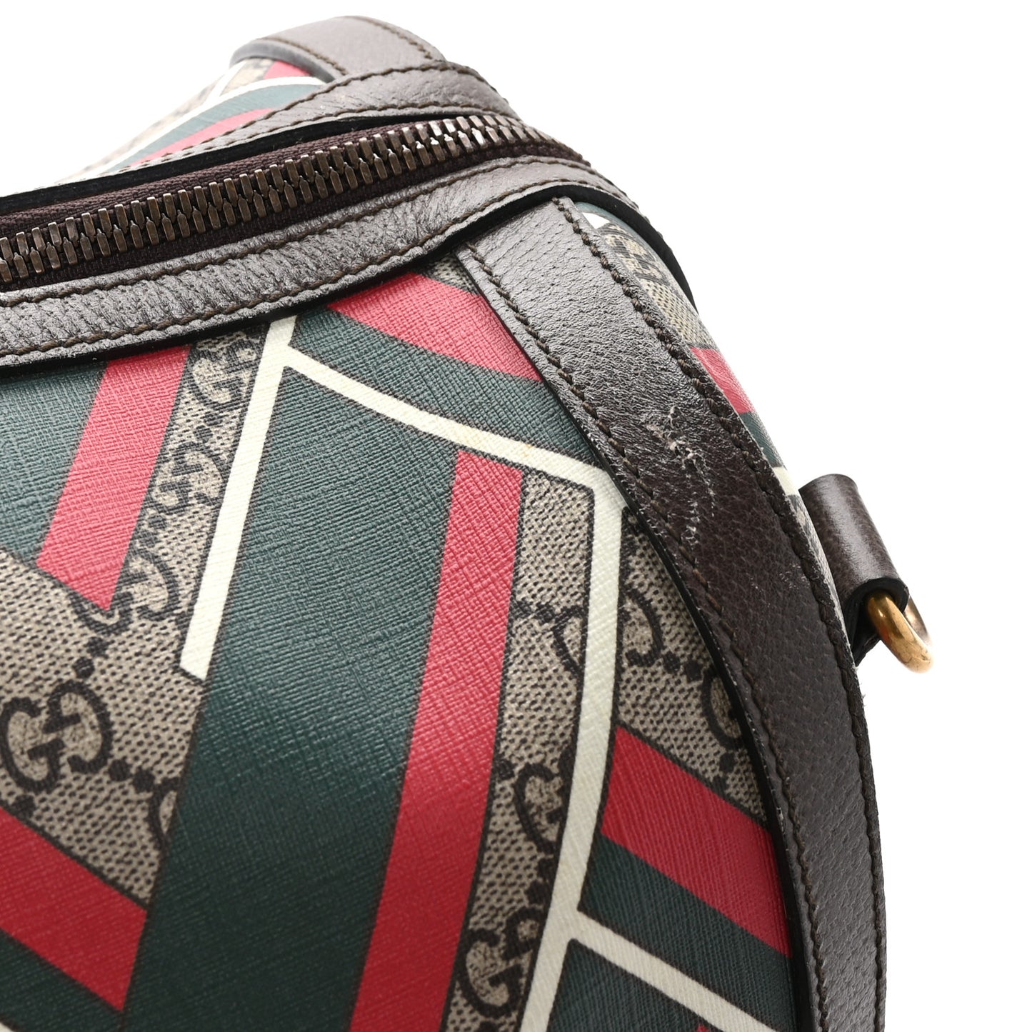 GG Supreme Monogram Chevron Web Medium Duffle Beige Green Red New Acero