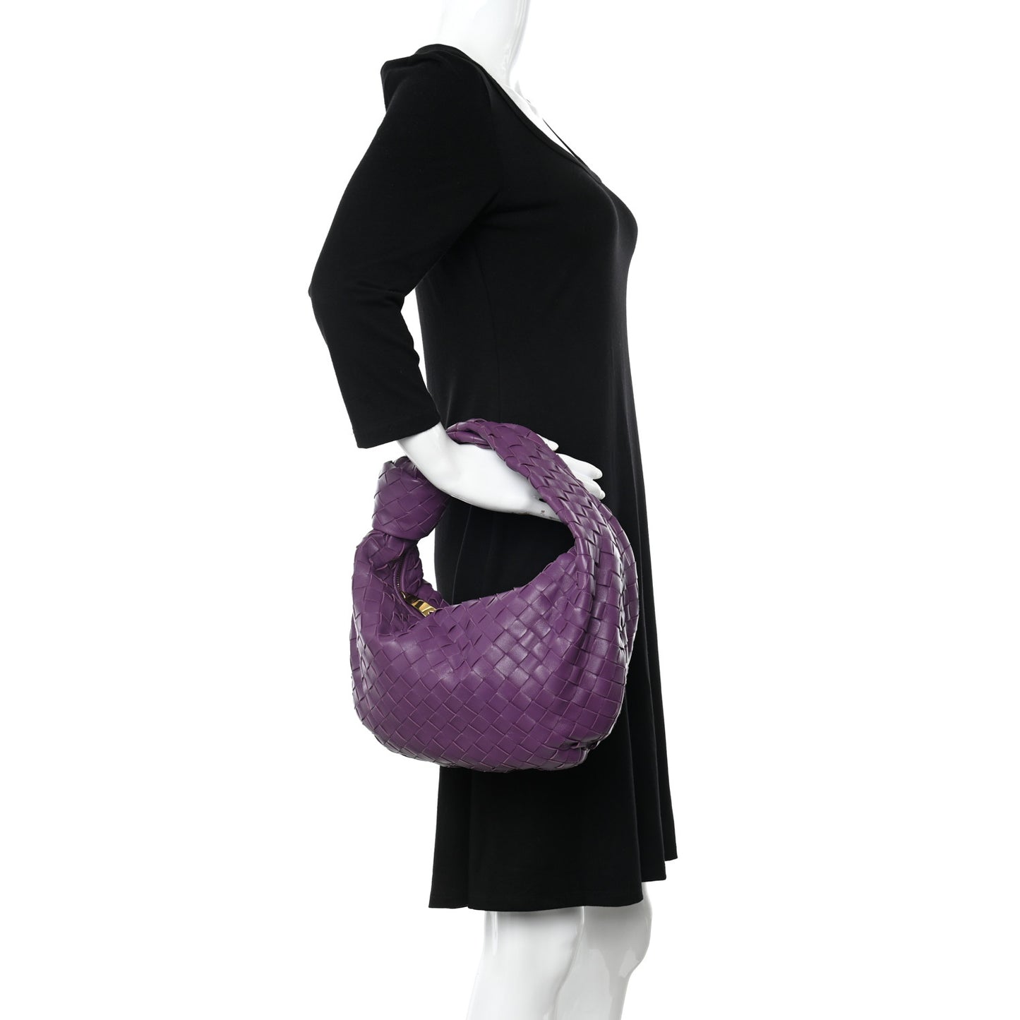 Nappa Intrecciato Teen Jodie Hobo Eggplant