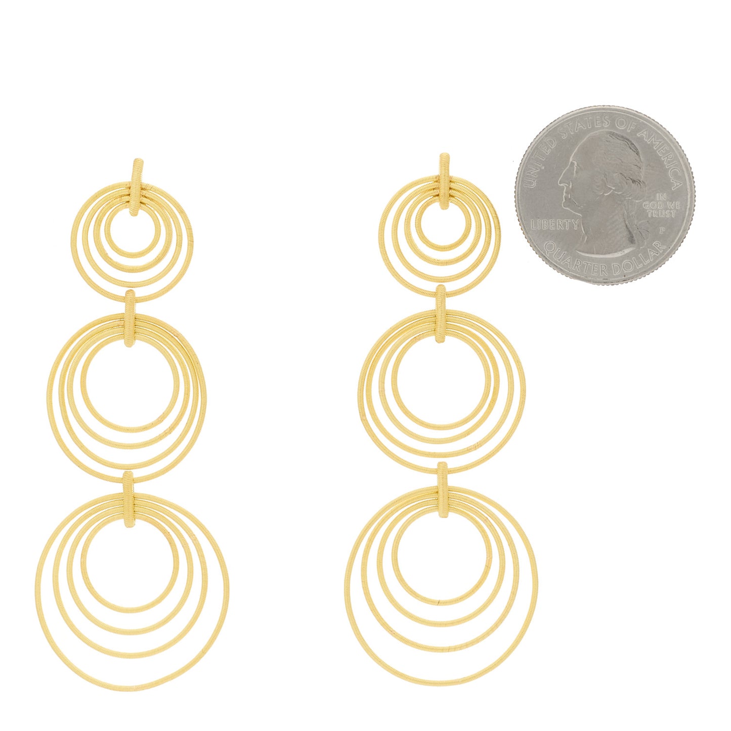18K Yellow Gold Hawaii Waikiki Circle Drop Earrings