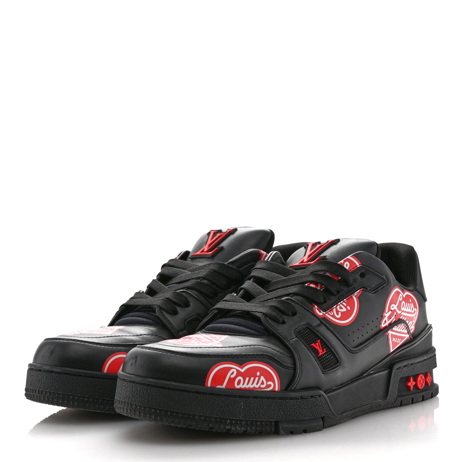Louis Vuitton x NIGO Calfskin Printed LV Trainer Sneaker 8.5 Black 4 of 11