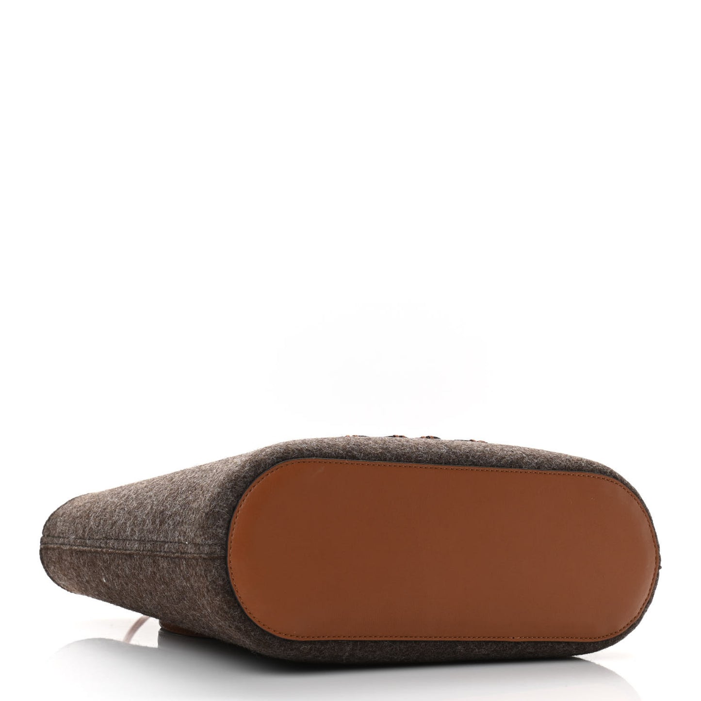 Felt Calfskin Small Anagram Square Basket Tote Brown Tan