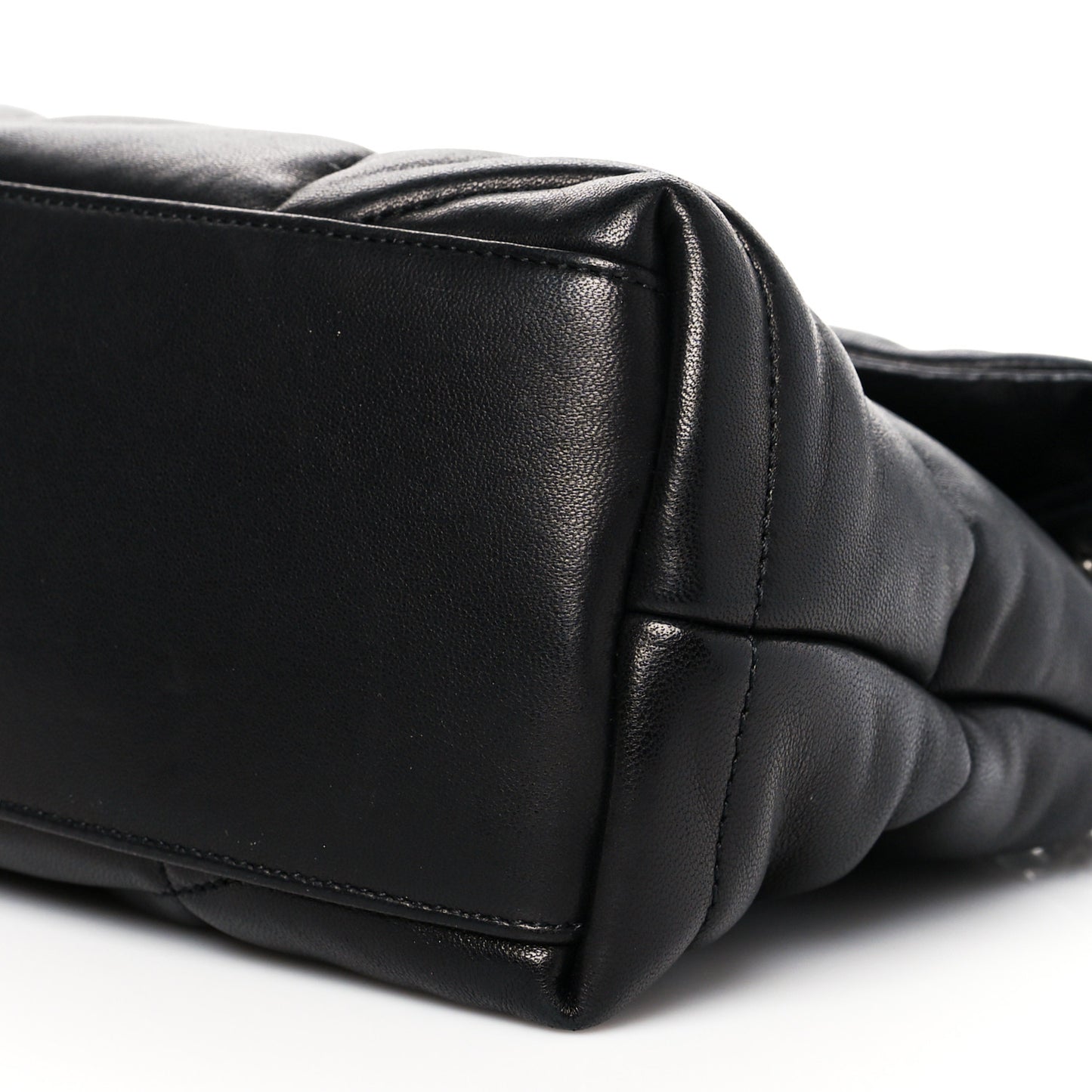 Lambskin Quilted Small Loulou Puffer Monogram Chain Satchel Black