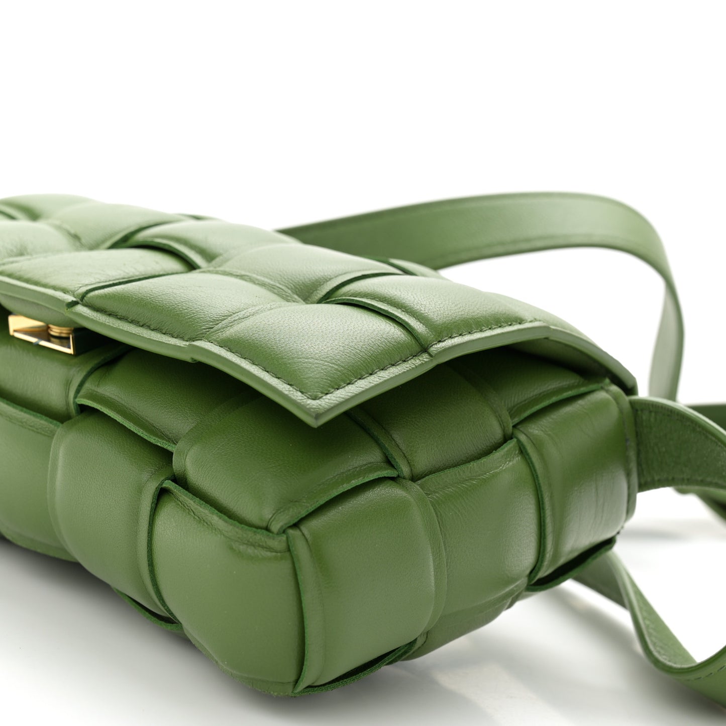 Nappa Maxi Intrecciato Padded Small Cassette Crossbody Bag Avocado