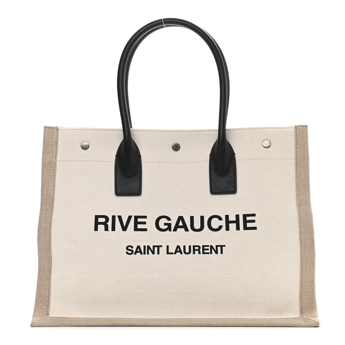 Linen Calfskin Small Rive Gauche Tote Greggio Natural