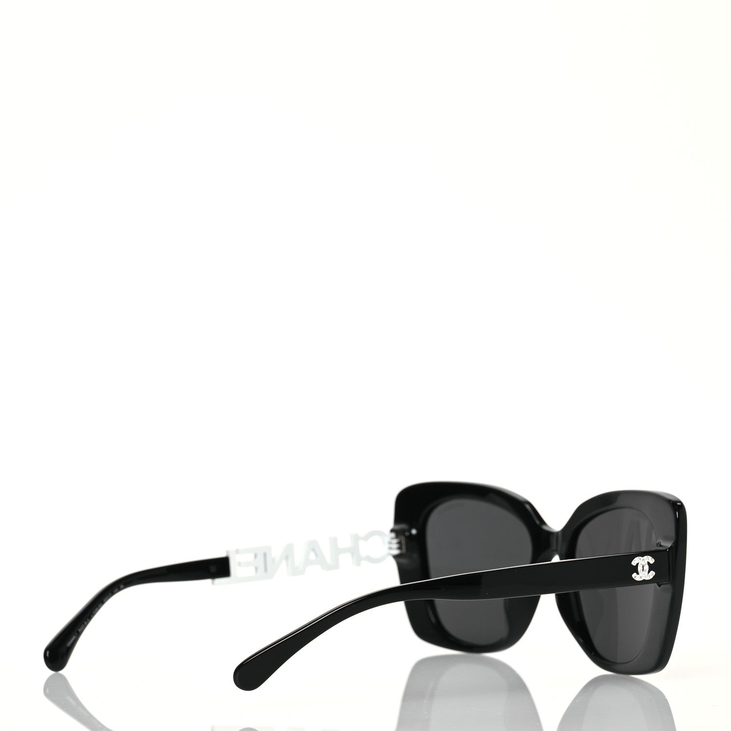 Chanel Acetate Strass Square Sunglasses 5422-B-A Black White 4 of 9
