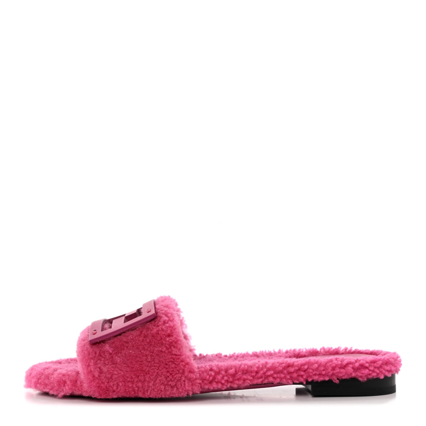 Shearling FF Baguette Slide Sandals 36.5 Pink