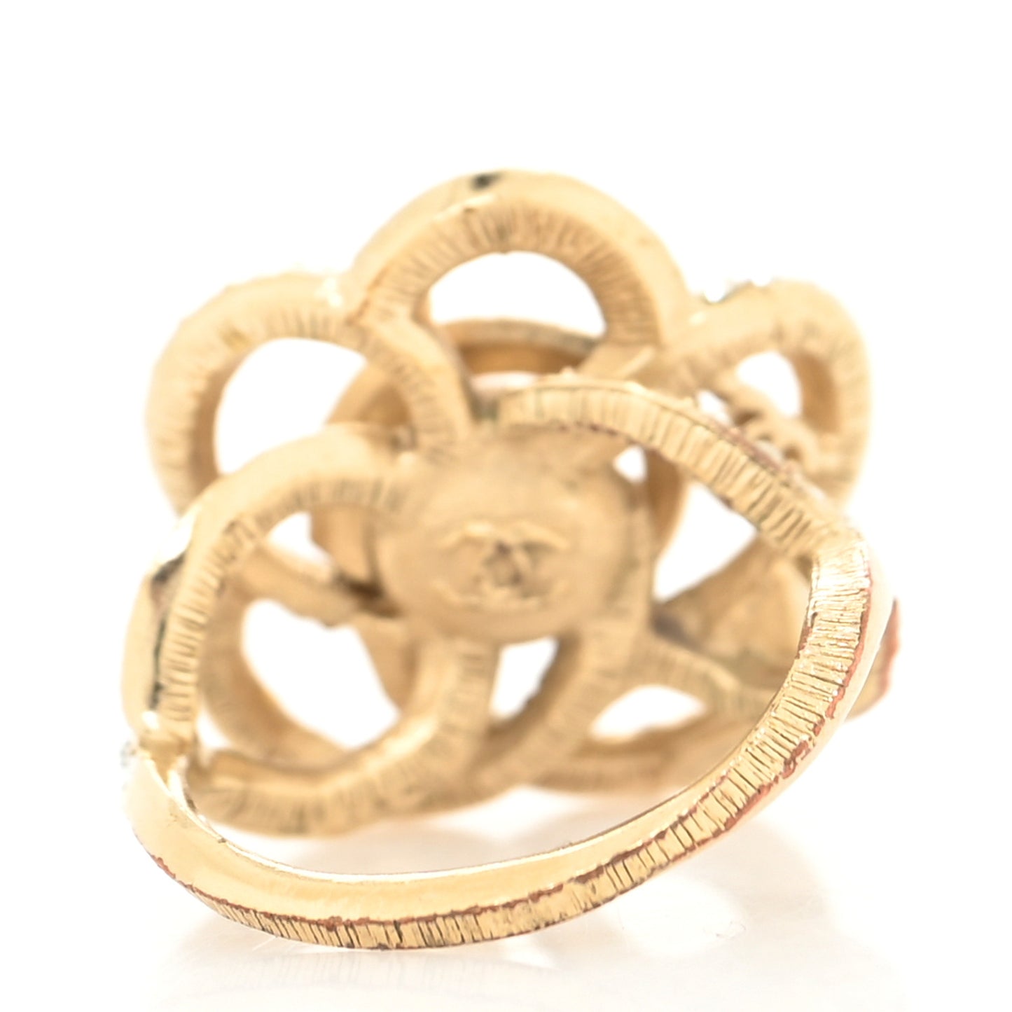 Crystal Pearl CC Camellia Ring 6 52 Gold