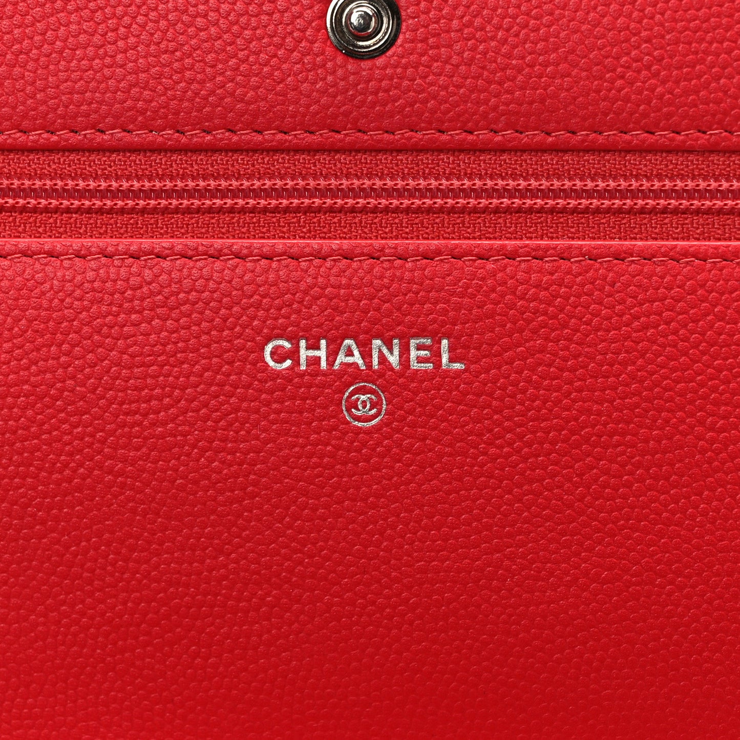 Caviar Camellia Embossed Wallet On Chain WOC Red