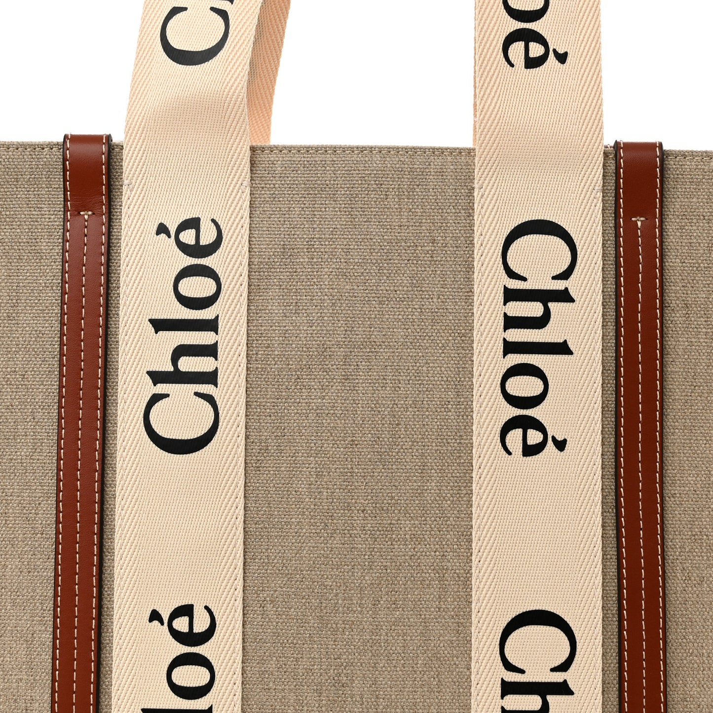 Cotton Calfskin Medium Woody Ribbon Tote White Brown