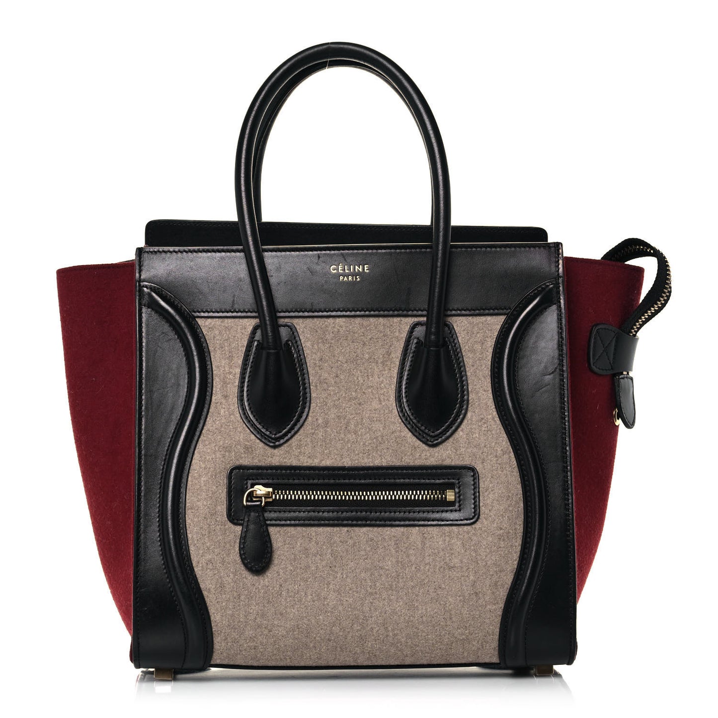 Felt Smooth Calfskin Micro Tri-Color Luggage Brown Black