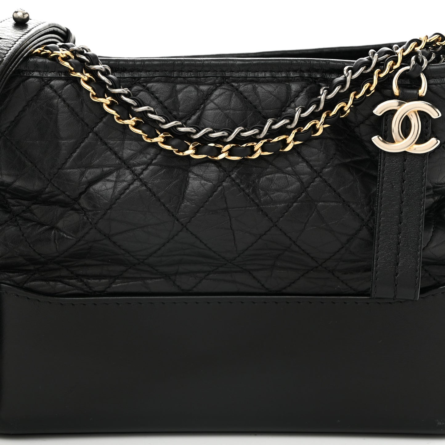 Aged Calfskin Quilted Small Gabrielle Logo Hobo Black