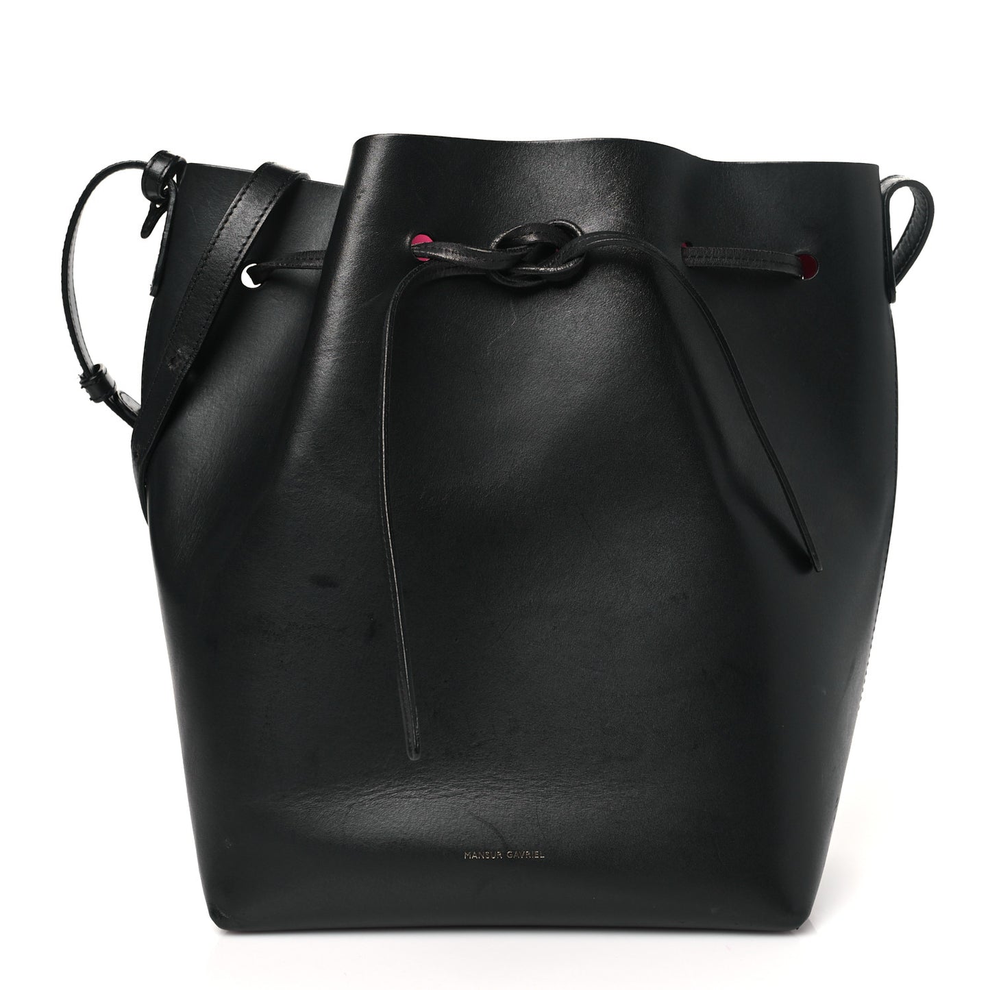 Vegetable Tanned Calfskin Bucket Bag Black Dolly