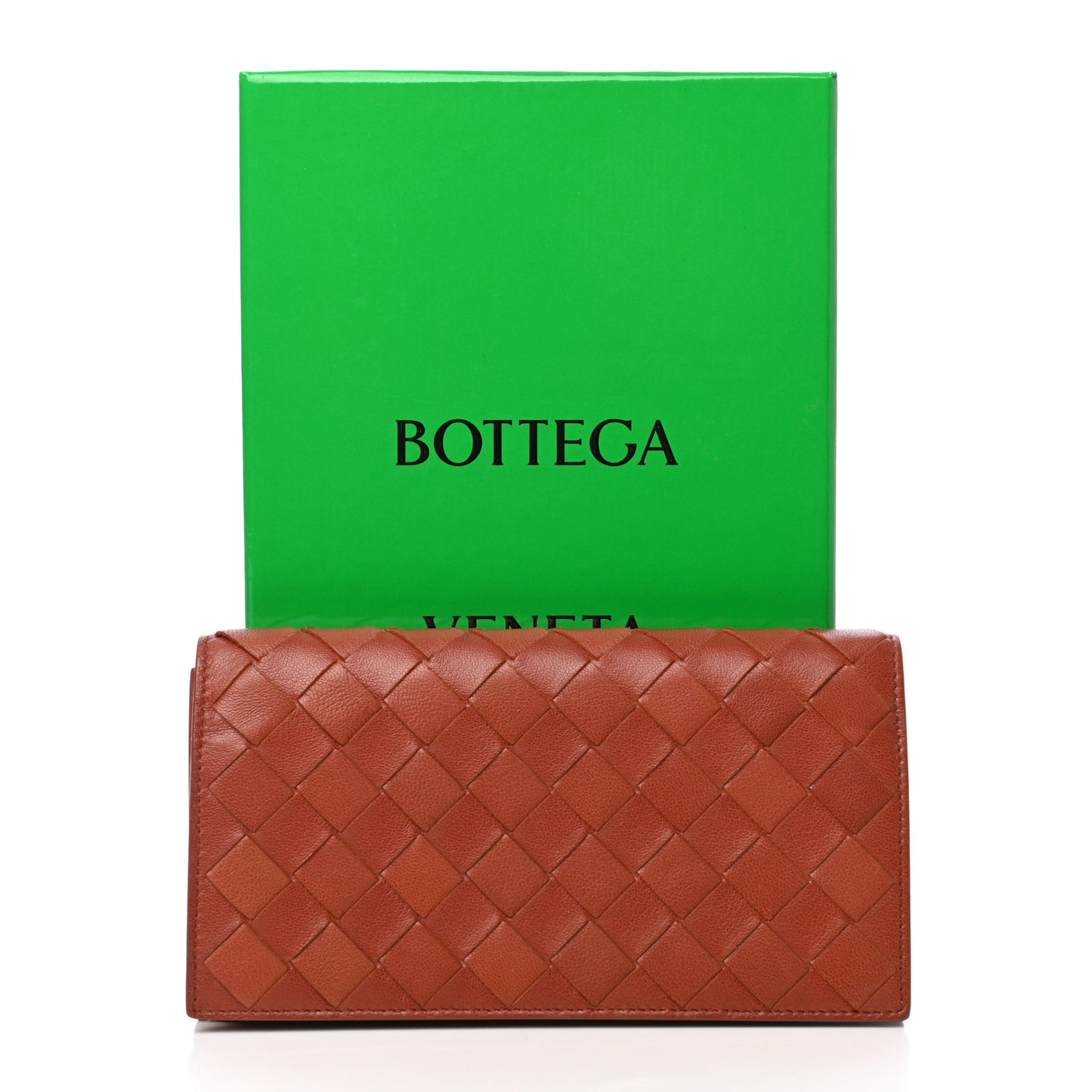 Nappa Intrecciato Continental Flap Wallet Rust