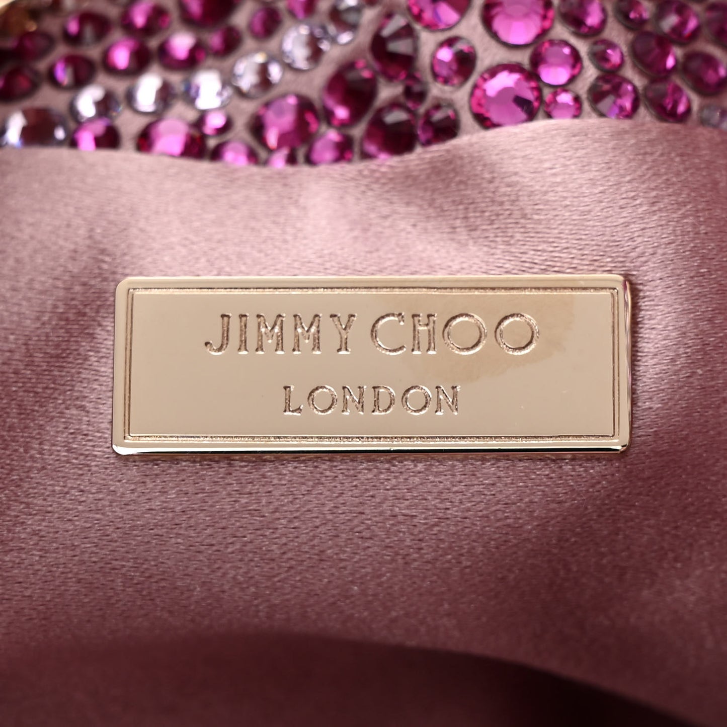 Satin Wave Degrade Hotfix Crystal Embellished Bon Bon Bucket Bag Pink Mix