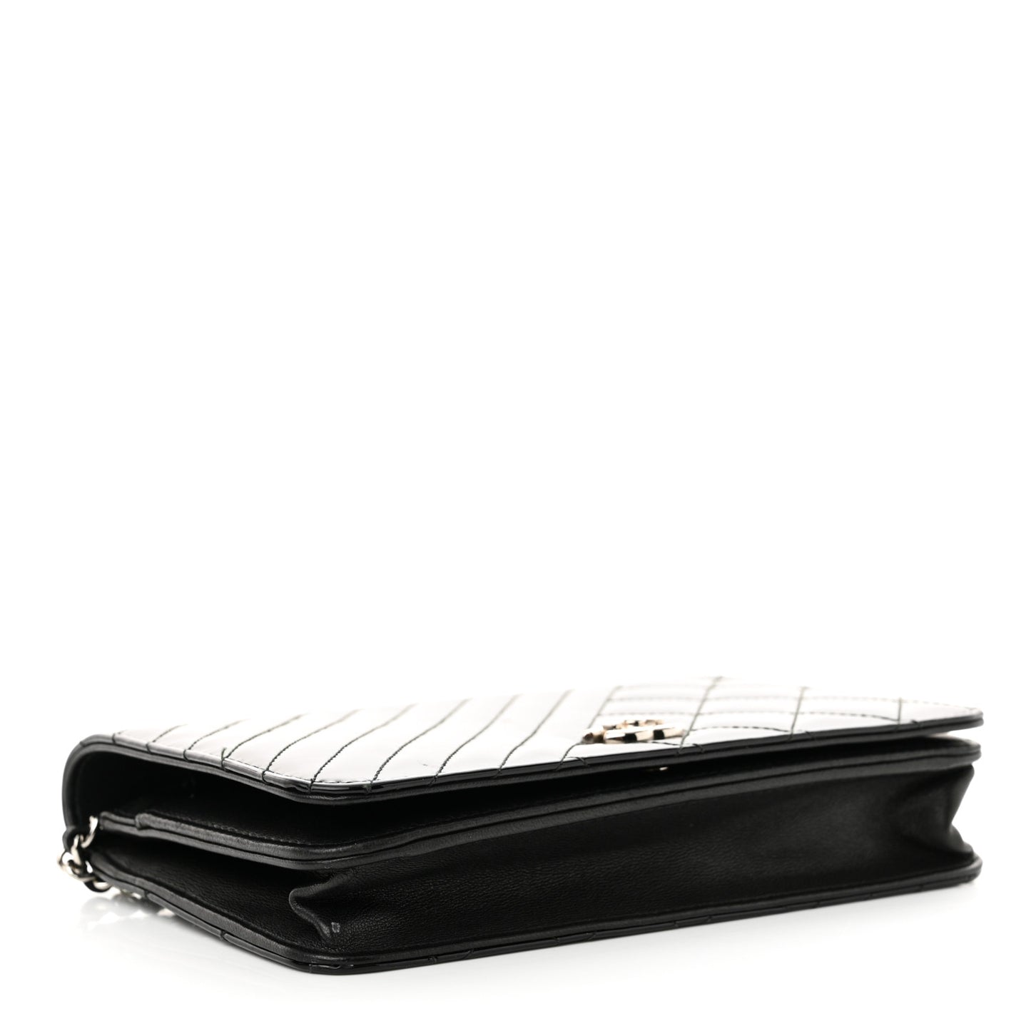 Patent Quilted Coco Boy Wallet On Chain WOC Black