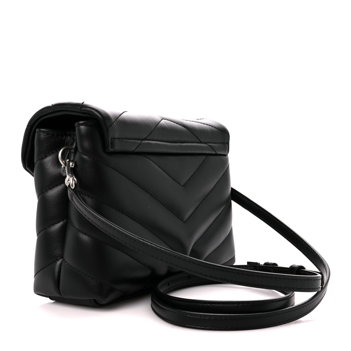 Calfskin Y Quilted Monogram Toy Loulou Crossbody Bag Black