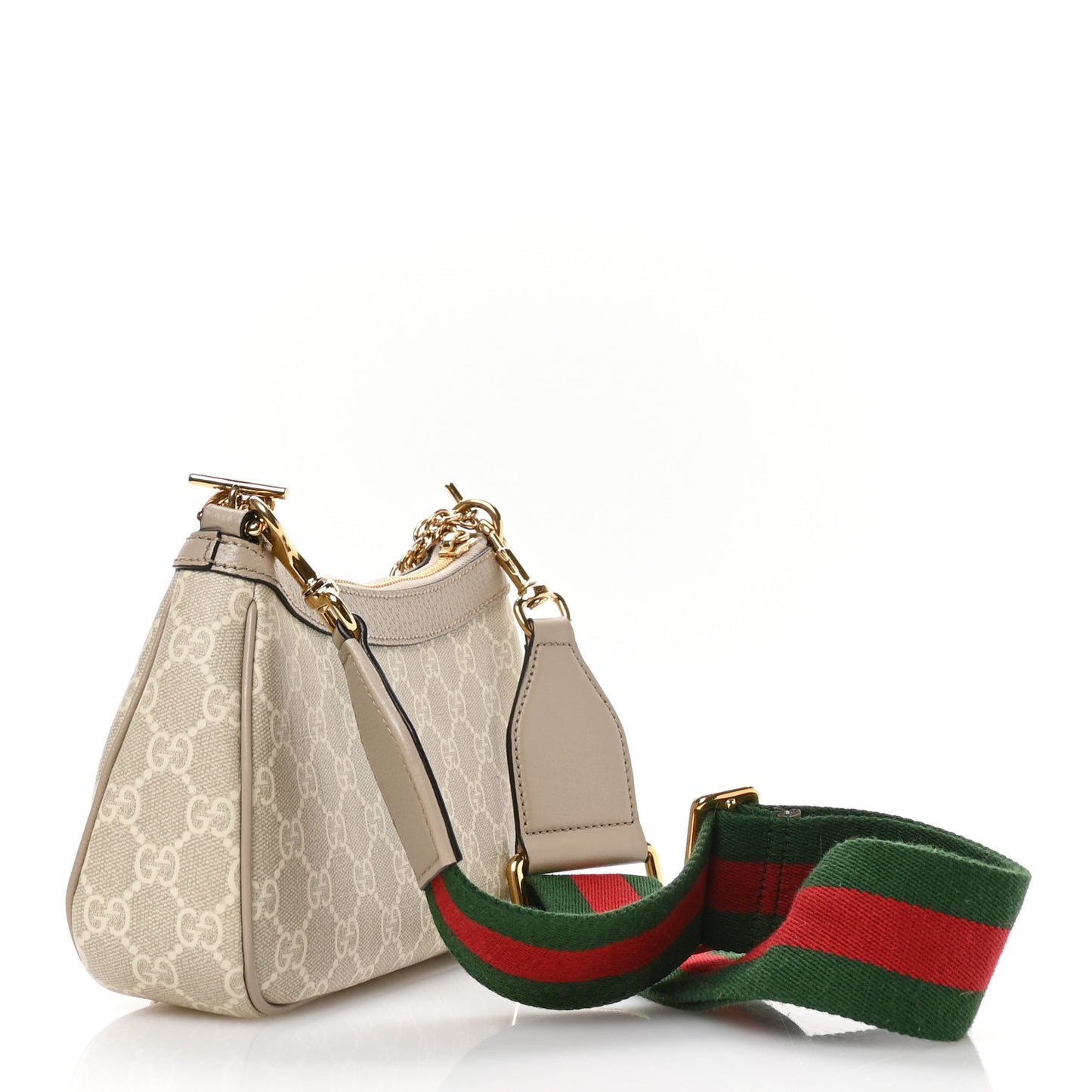 GG Supreme Monogram Textured Dollar Calfskin Web Small Ophidia GG Handbag Beige Mystic White Oatmeal