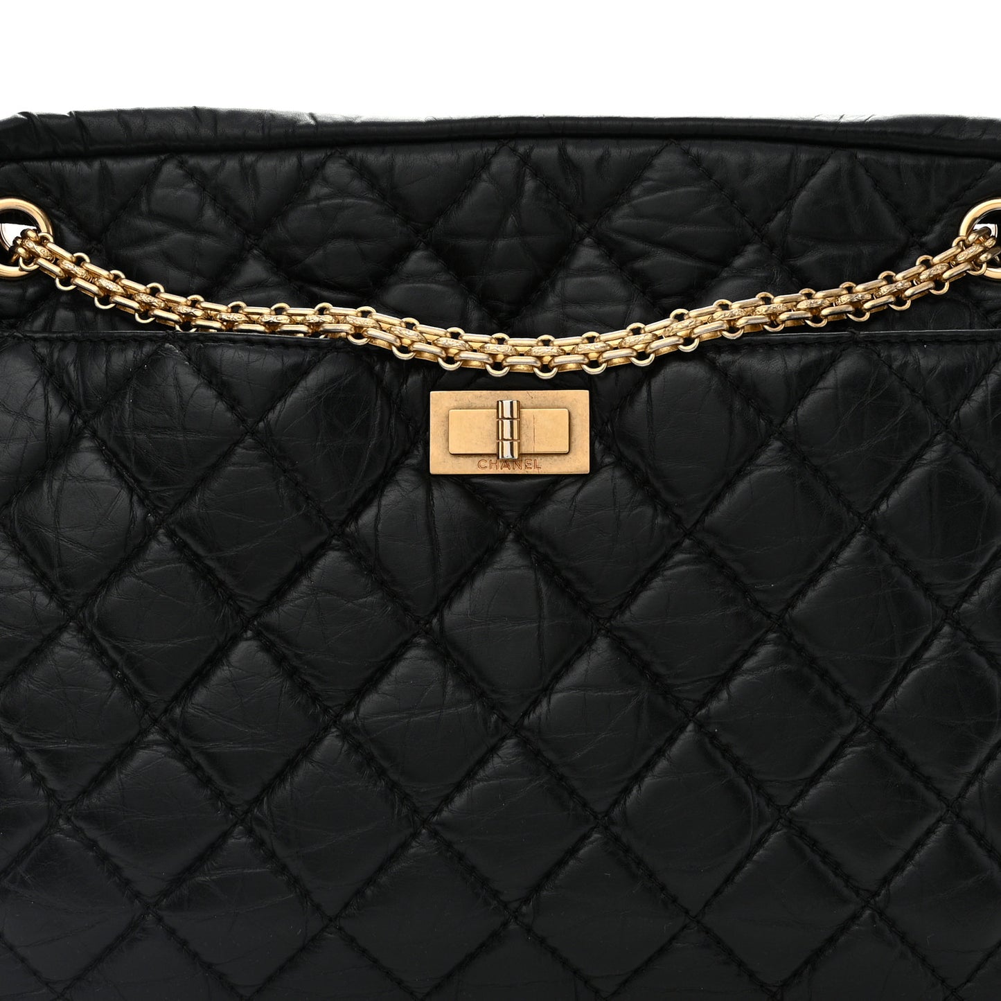 Aged Calfskin Quilted Large Reissue Camera Case Black