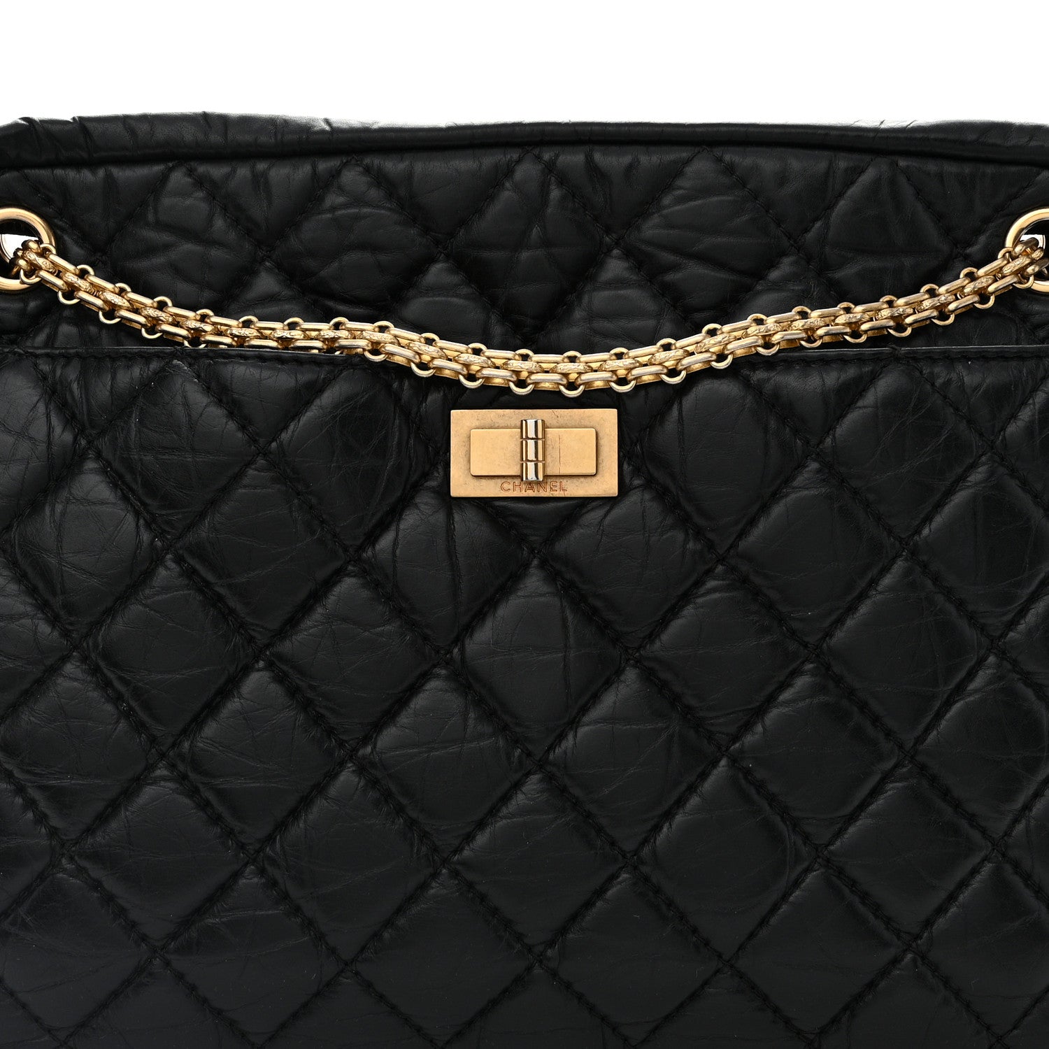 Chanel Aged Calfskin Quilted Large Reissue Camera Case Black 7 of 10